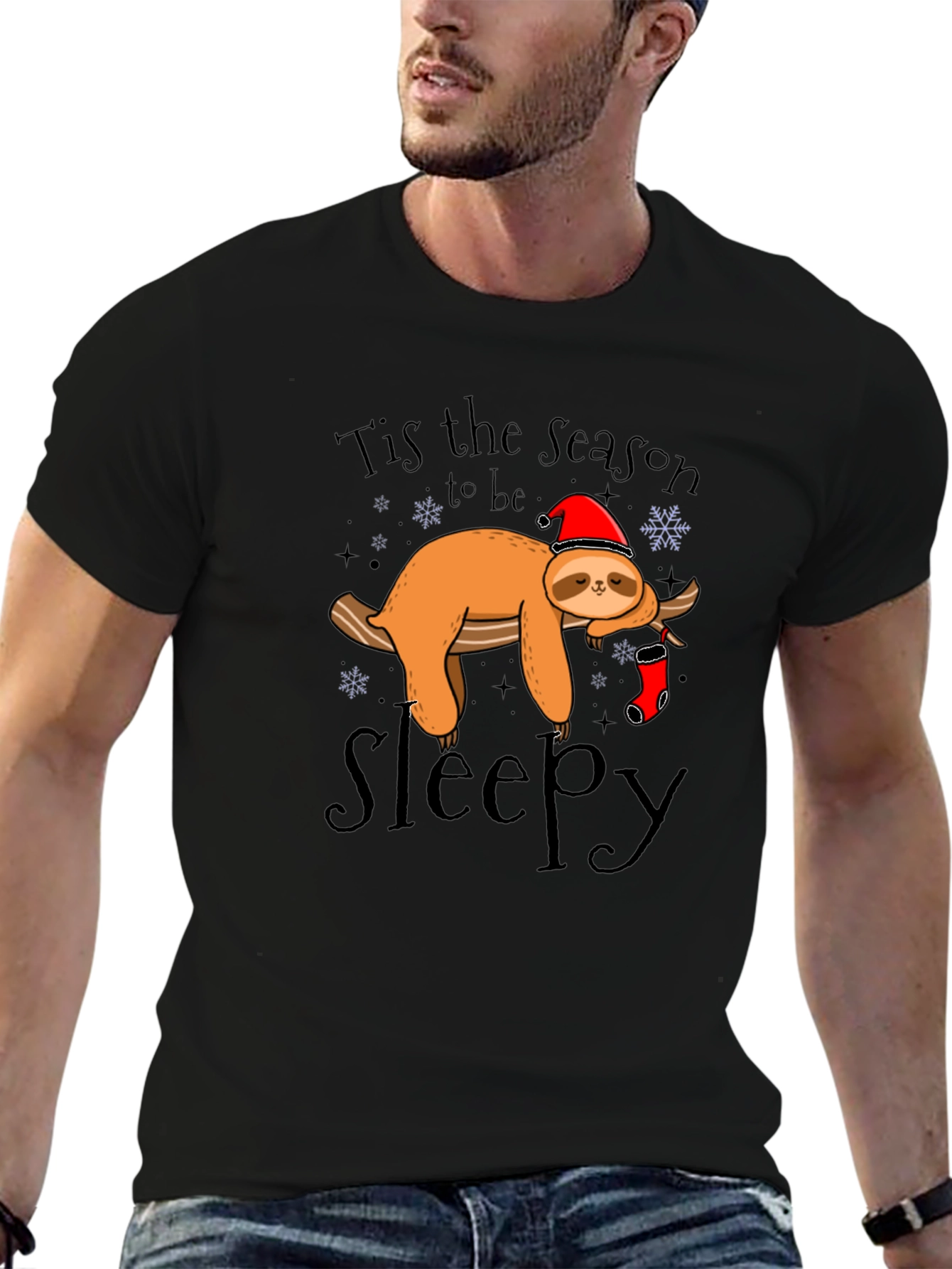 Tis the Season to be Sleepy Sloth Graphic T-Shirt