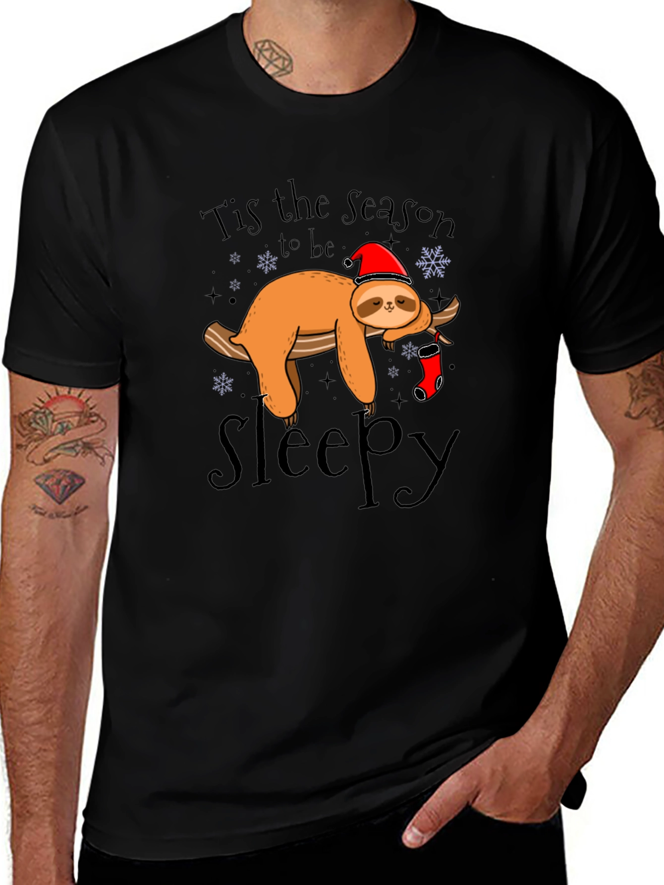 Tis the Season to be Sleepy Sloth Graphic T-Shirt