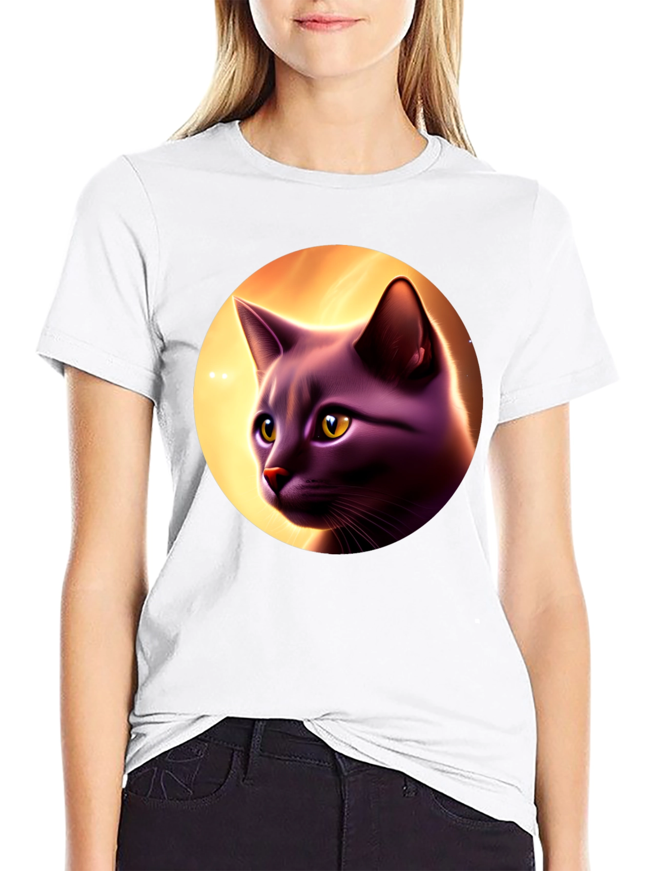 Cat Portrait Graphic Tee - Stylish Comfort