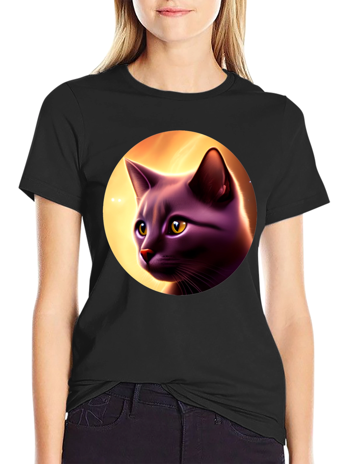 Cat Portrait Graphic Tee - Stylish Comfort