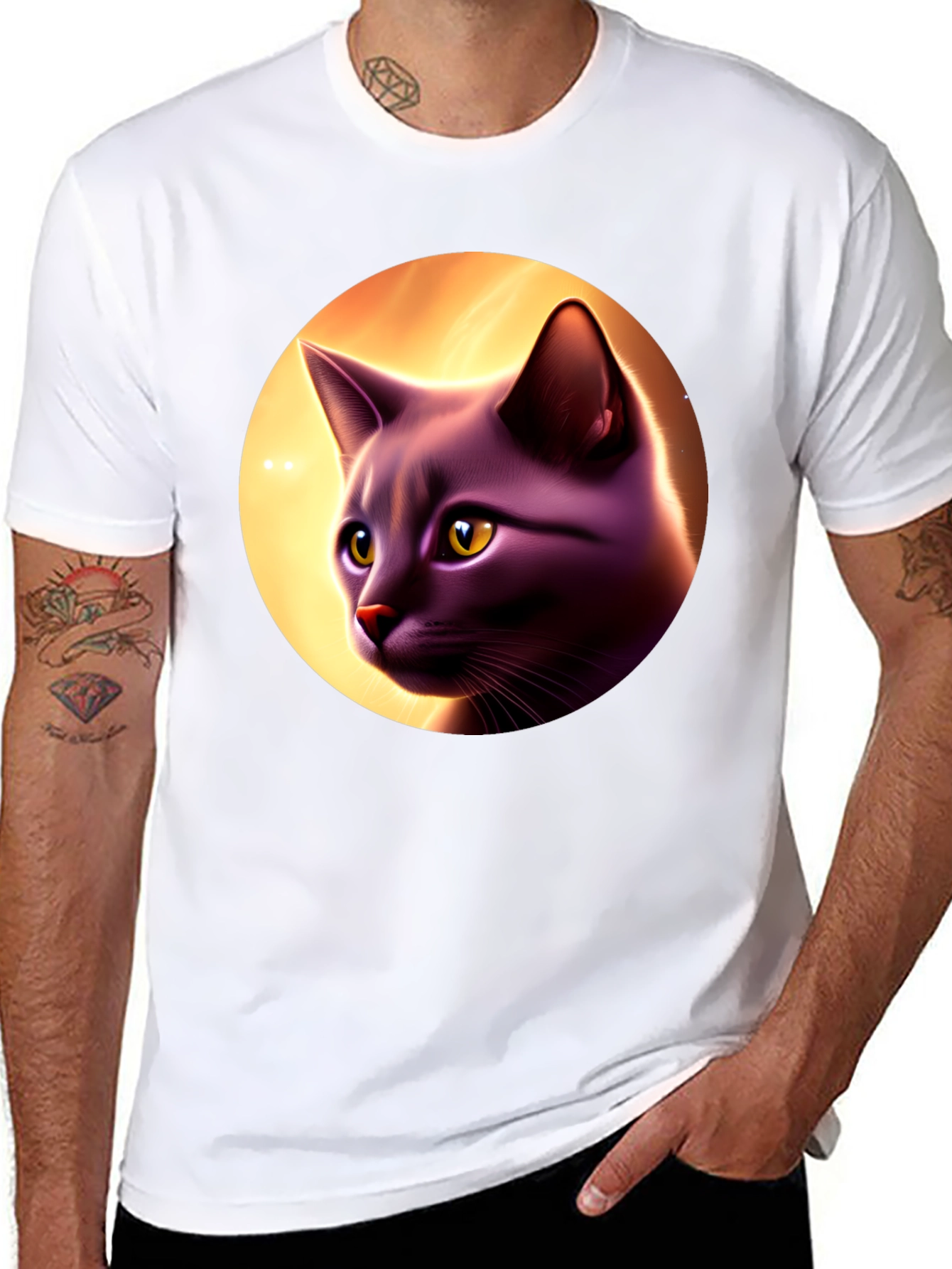 Cat Portrait Graphic Tee - Stylish Comfort