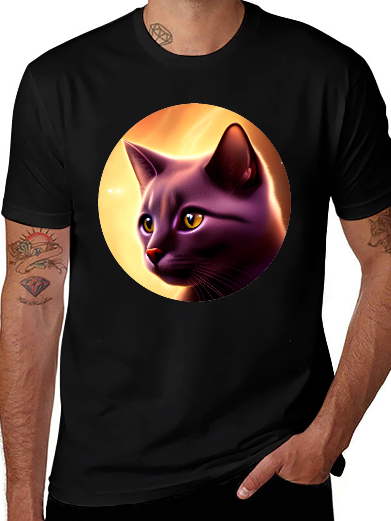 Cat Portrait Graphic Tee - Stylish Comfort