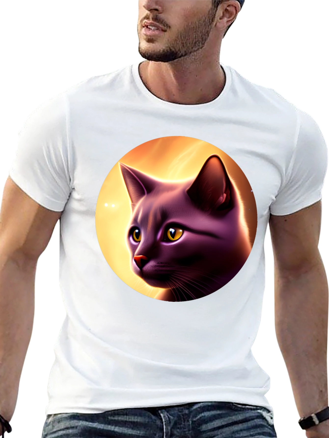 Cat Portrait Graphic Tee - Stylish Comfort