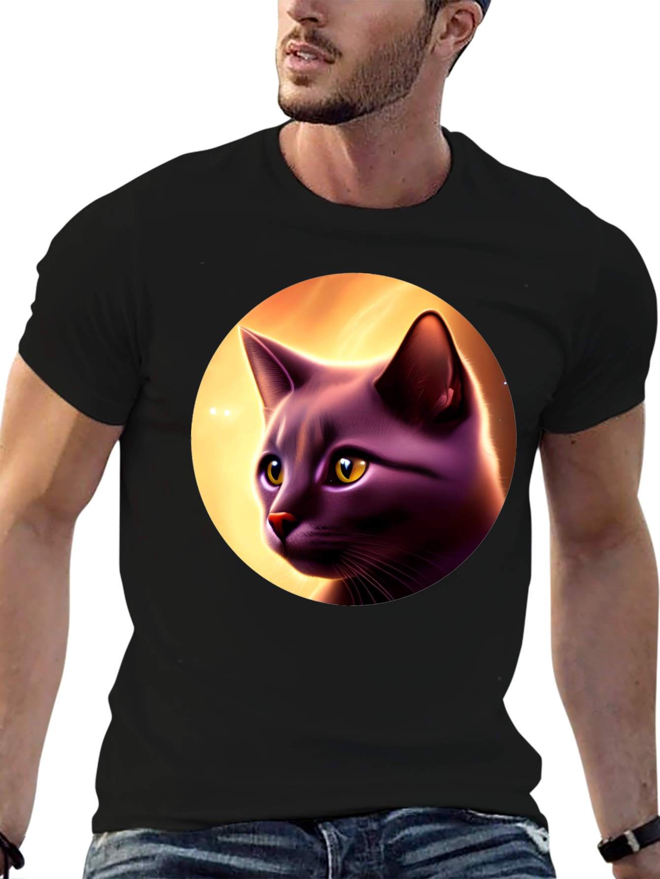 Cat Portrait Graphic Tee - Stylish Comfort