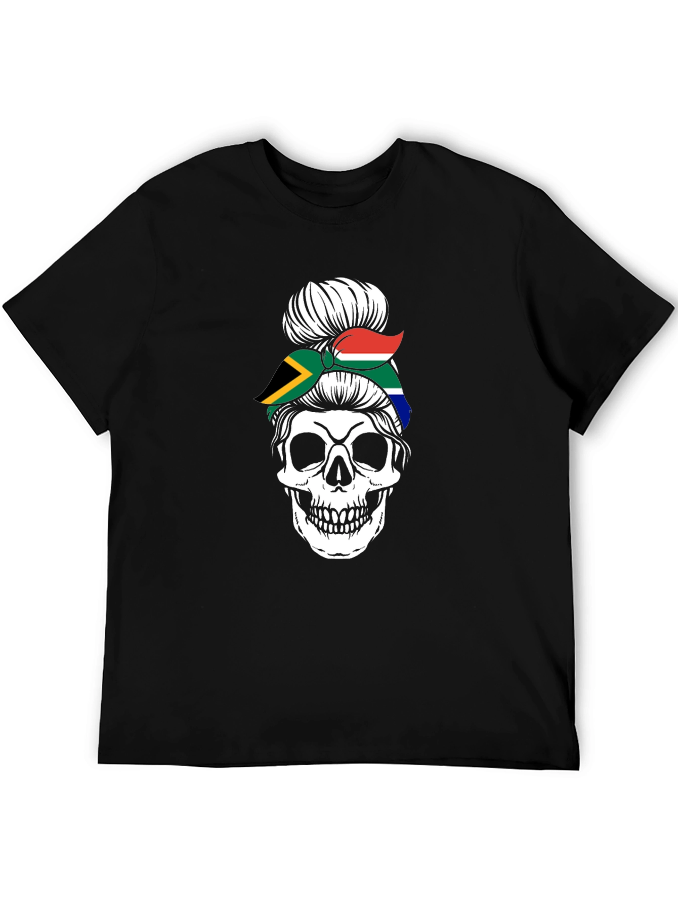 South Africa Skull Messy Bun T-Shirt