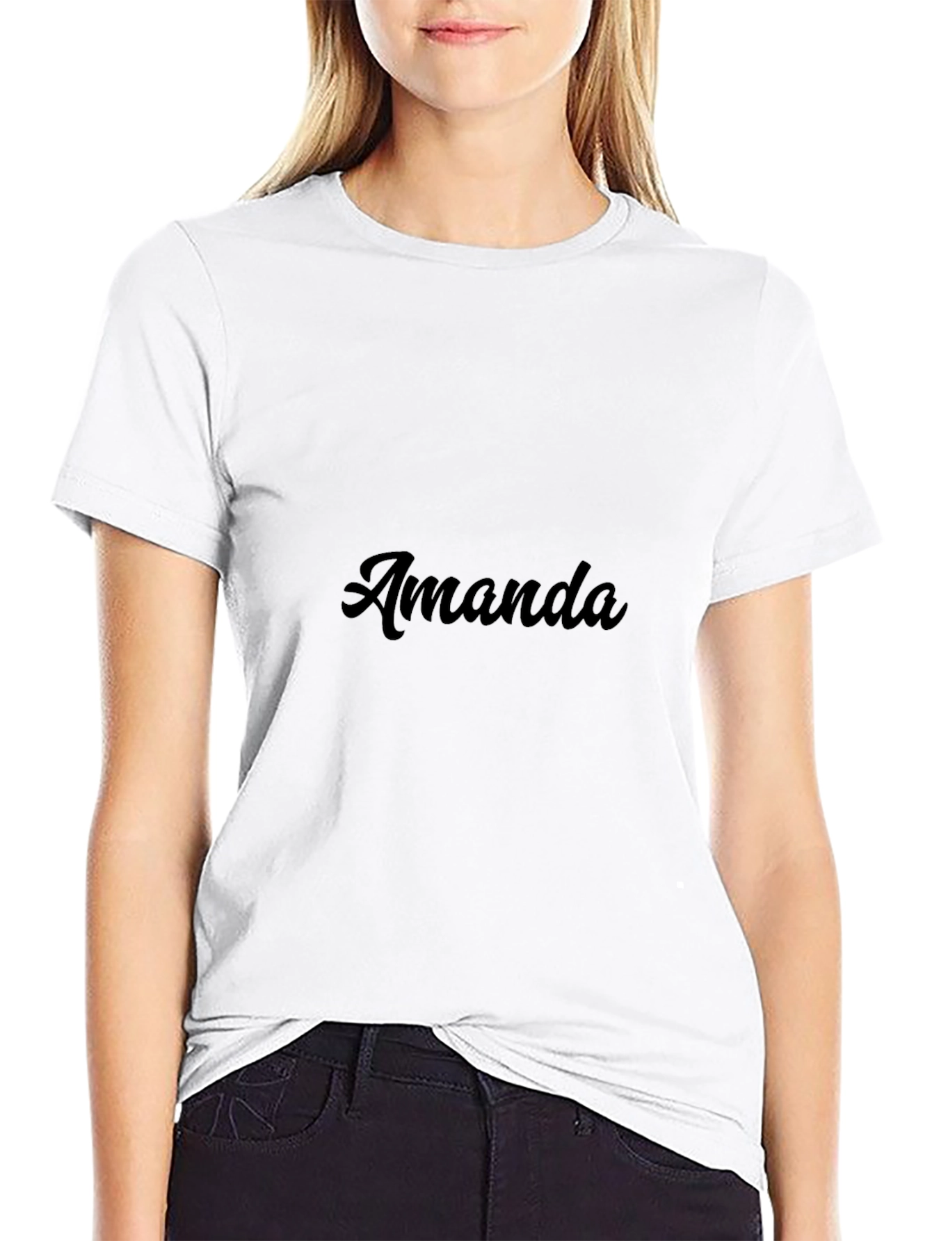 Amanda Custom Name T-Shirt - Stylish Black Tee