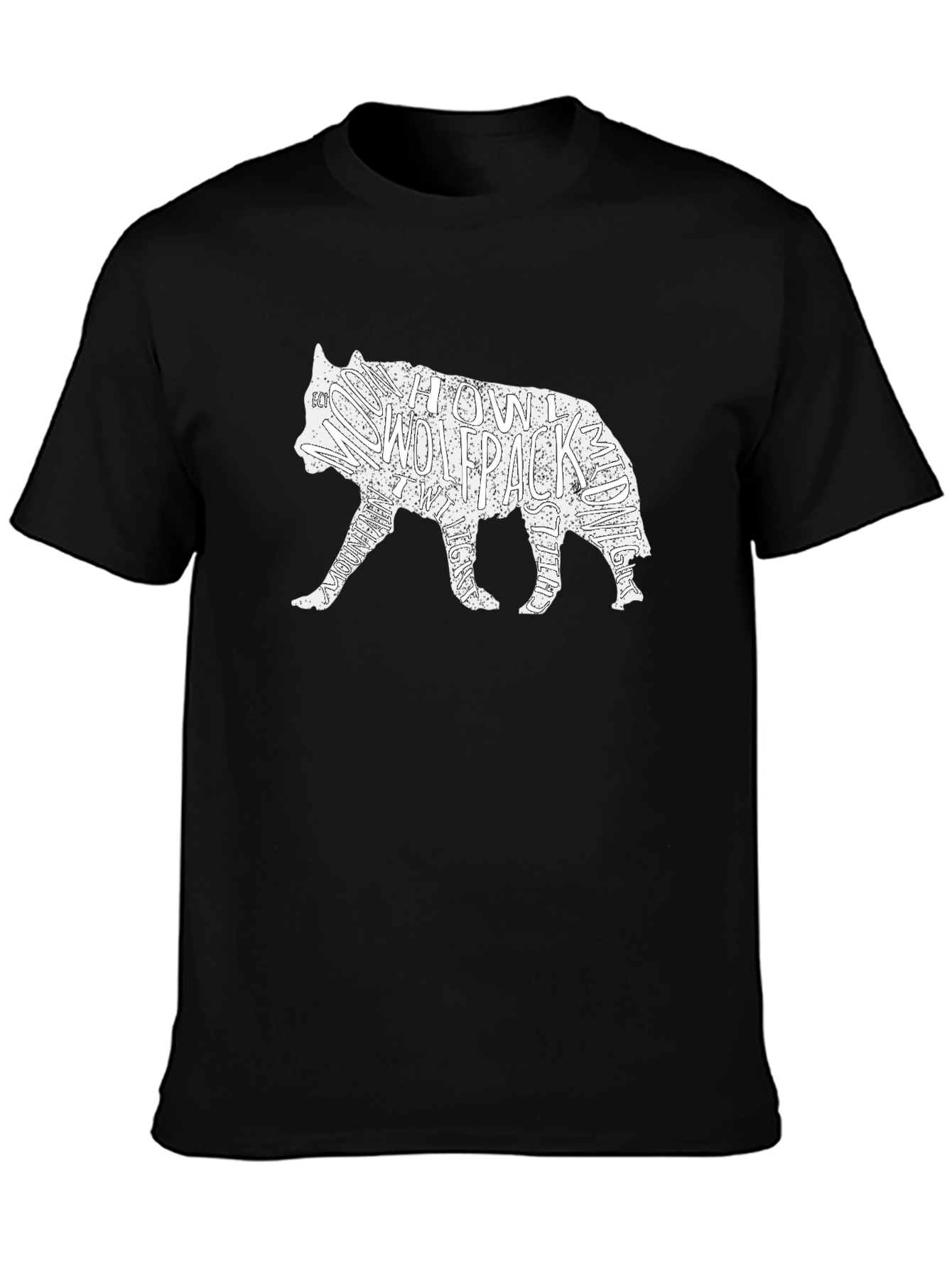 Wolfpack Graphic T-Shirt - Black Crew Neck Tee