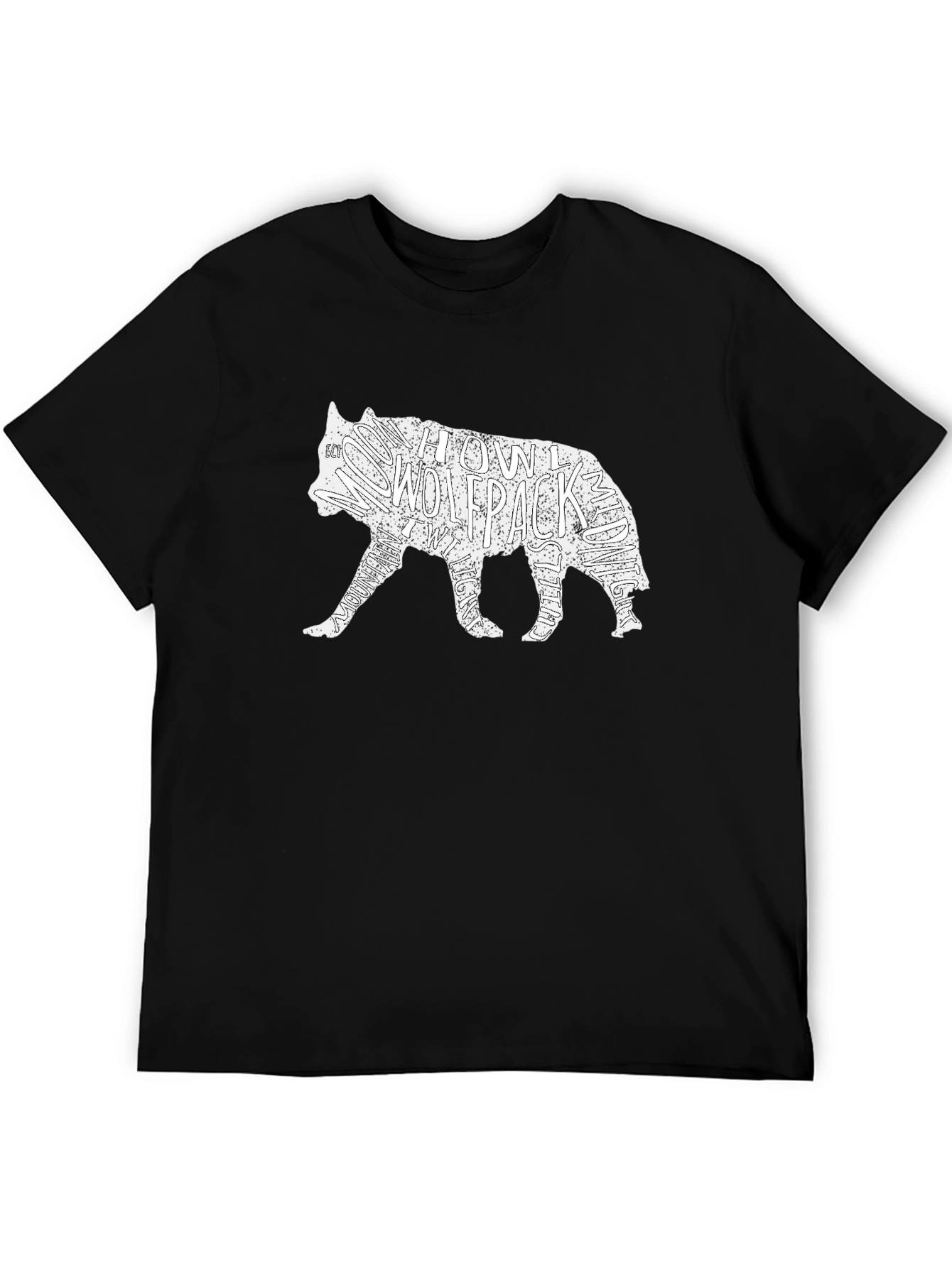Wolfpack Graphic T-Shirt - Black Crew Neck Tee