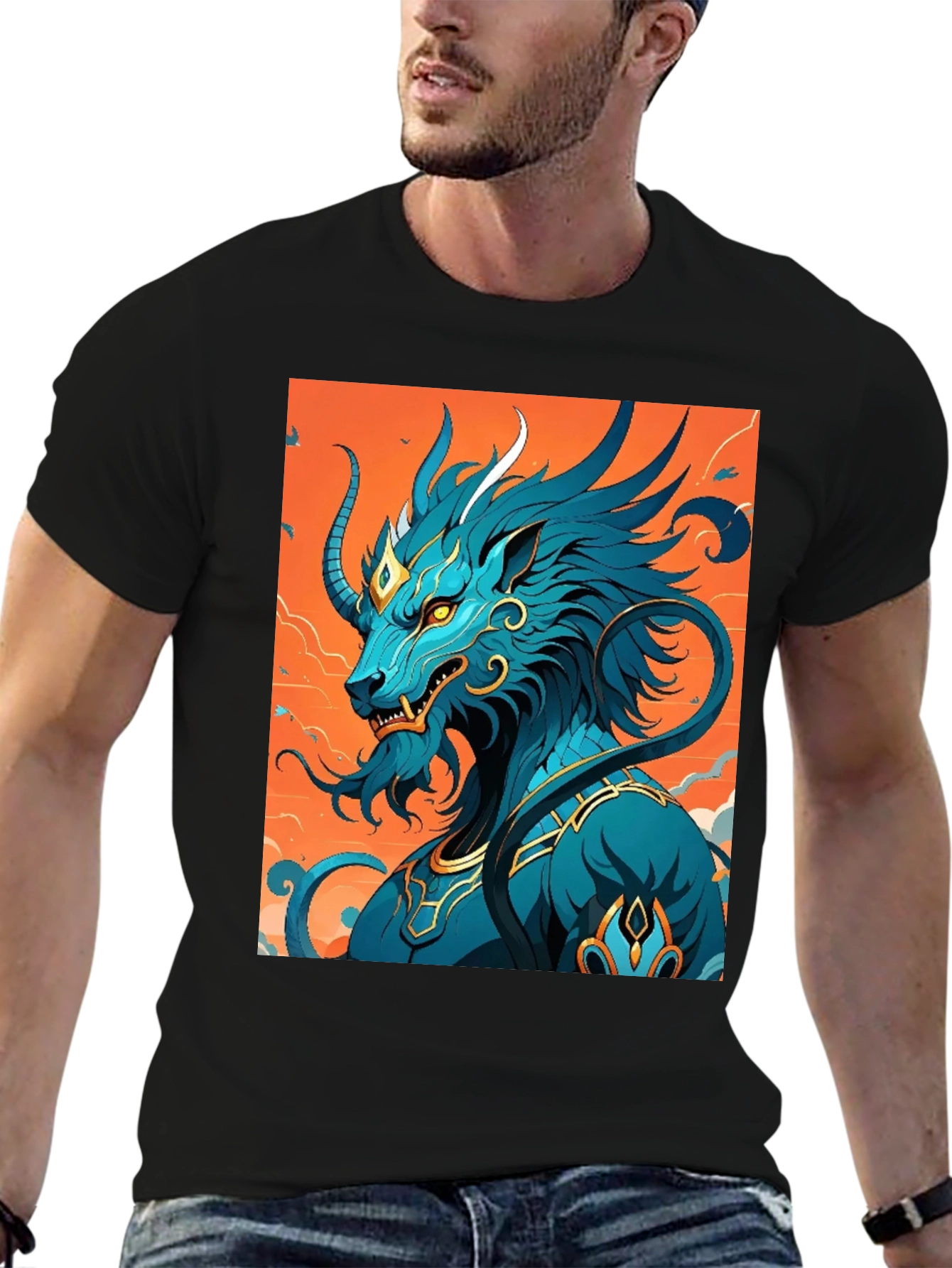 Blue Kirin Graphic Tee - Mythical Creature T-Shirt