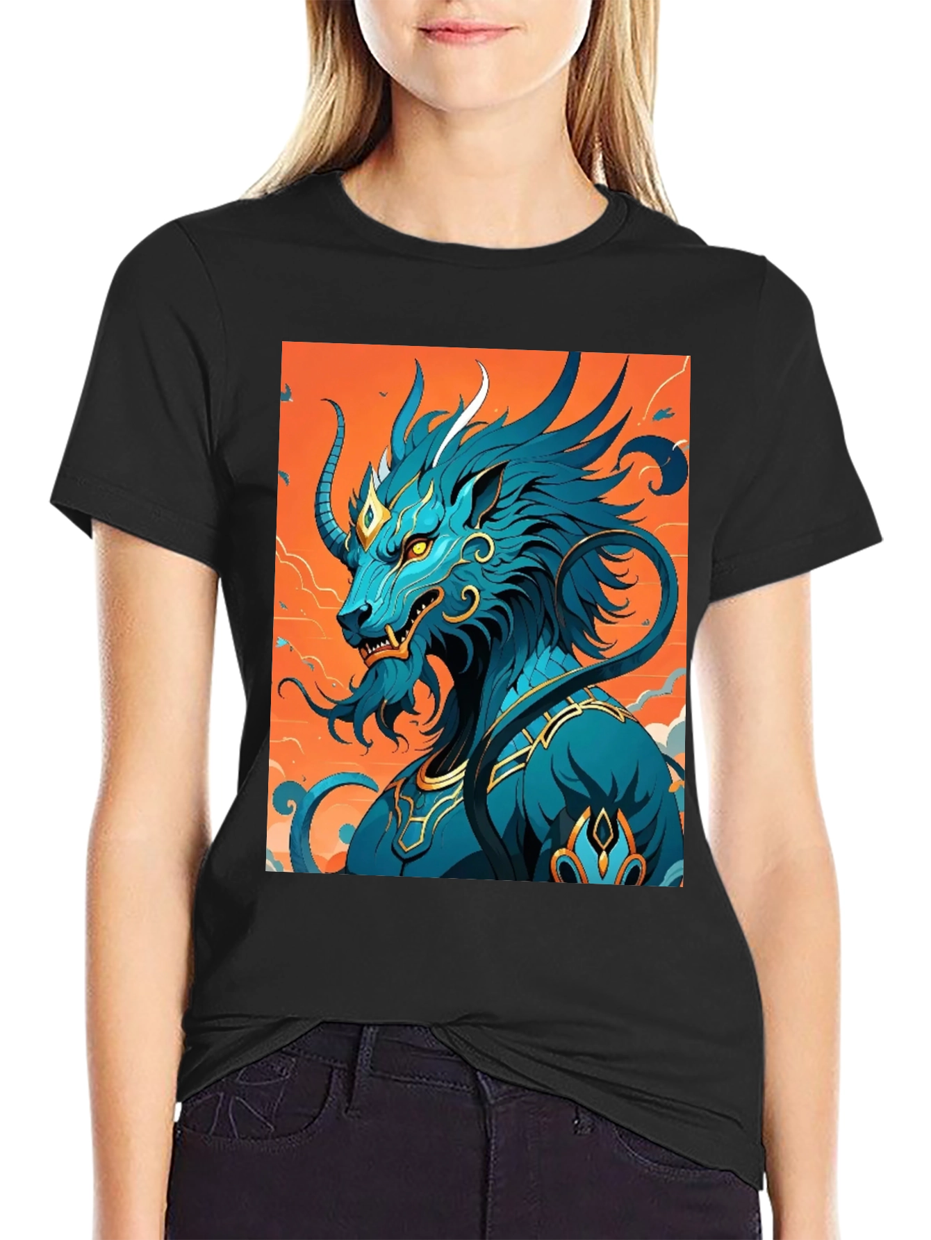 Blue Kirin Graphic Tee - Mythical Creature T-Shirt