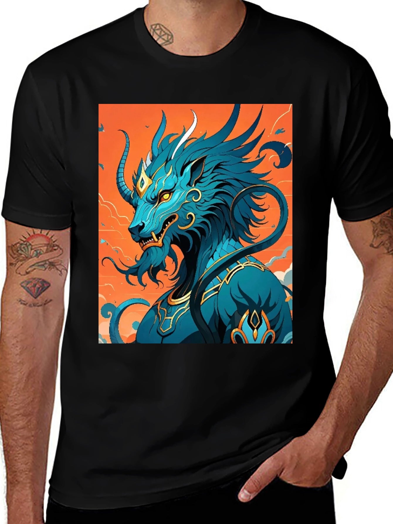 Blue Kirin Graphic Tee - Mythical Creature T-Shirt