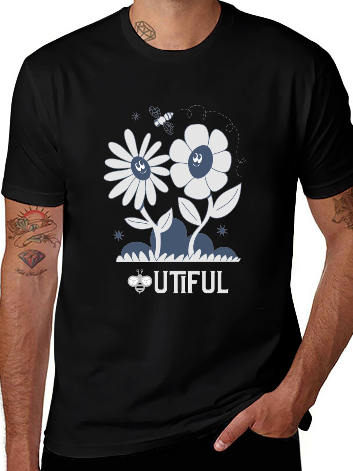 Bee-utiful Graphic Tee - Black Unisex Shirt
