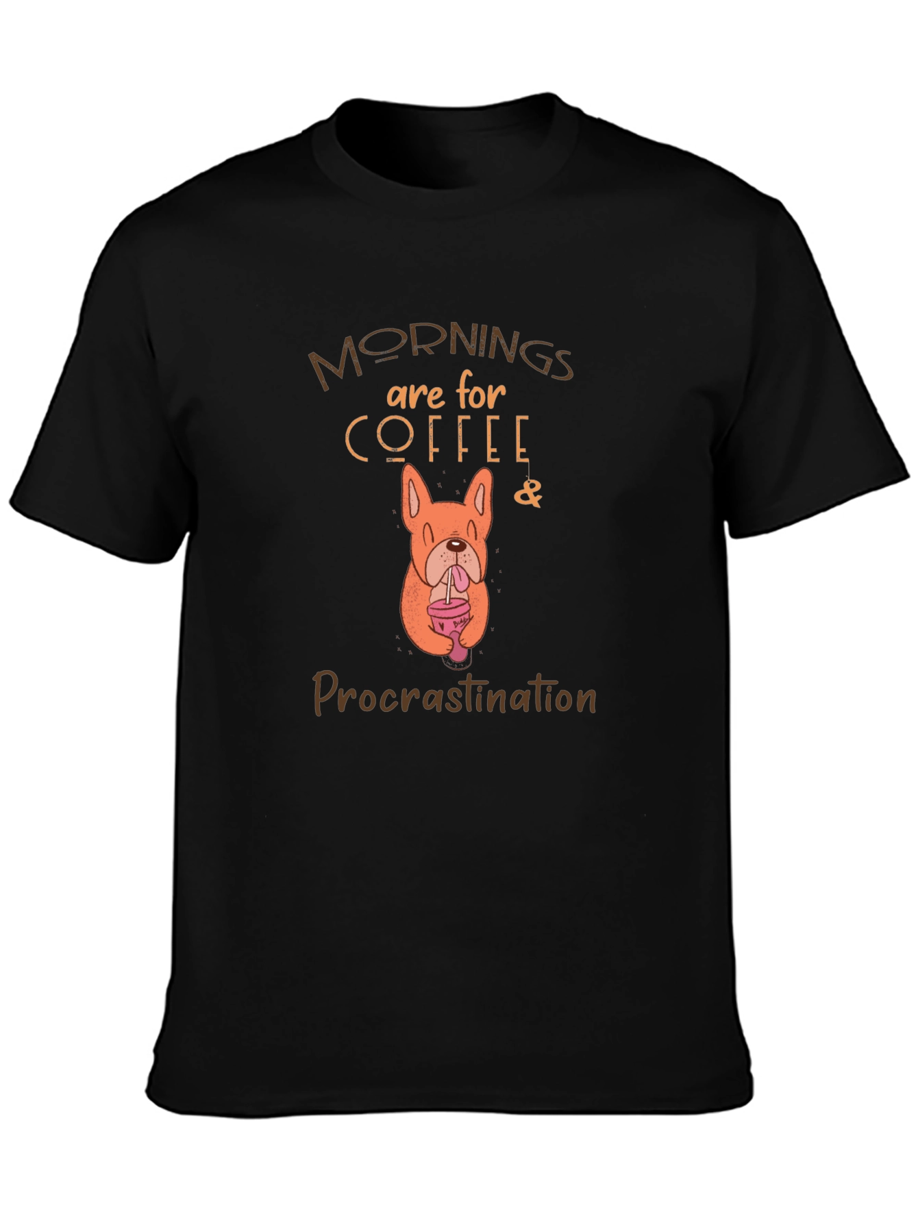 Coffee & Procrastination Dog Graphic T-Shirt