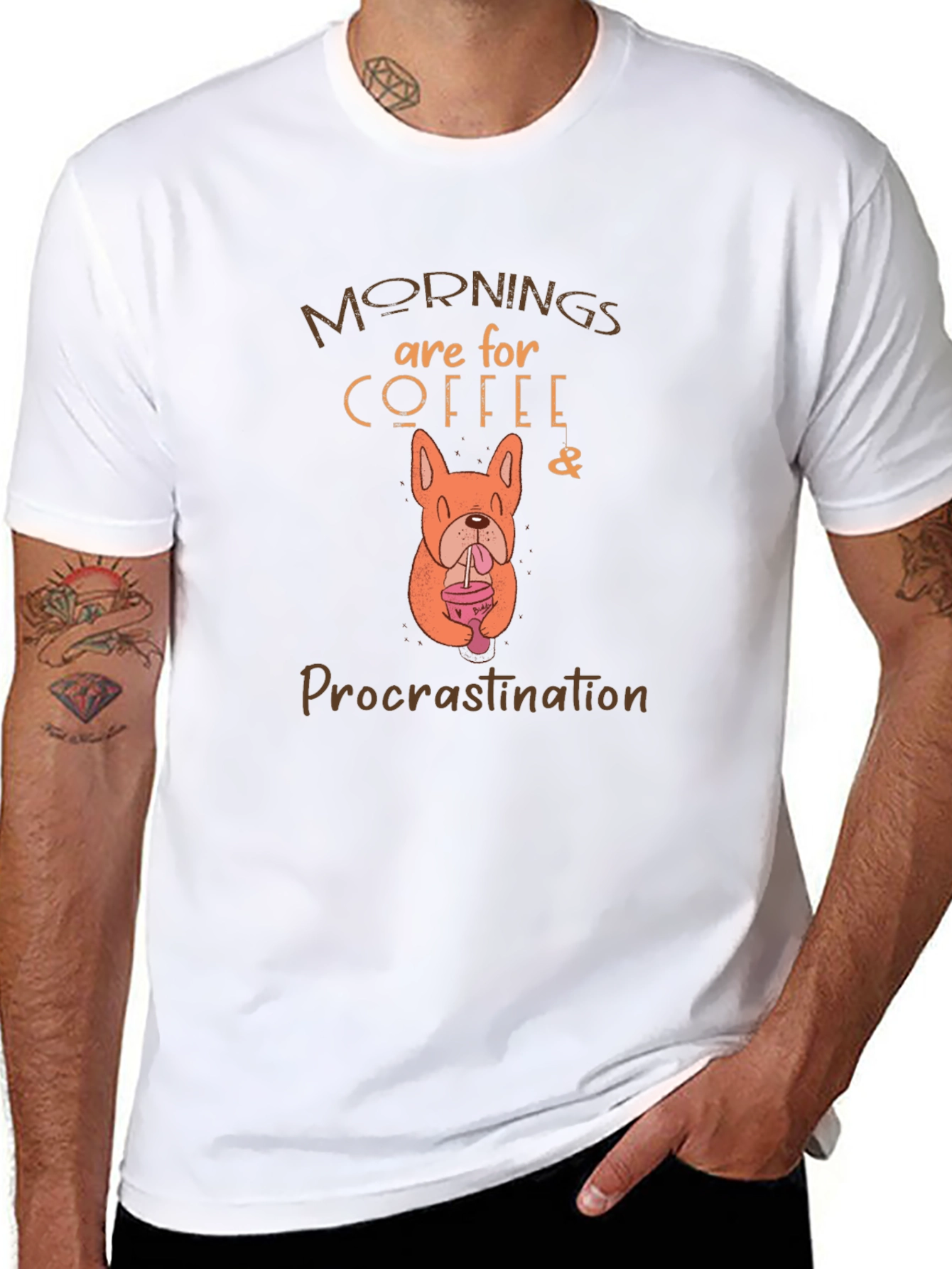Coffee & Procrastination Dog Graphic T-Shirt