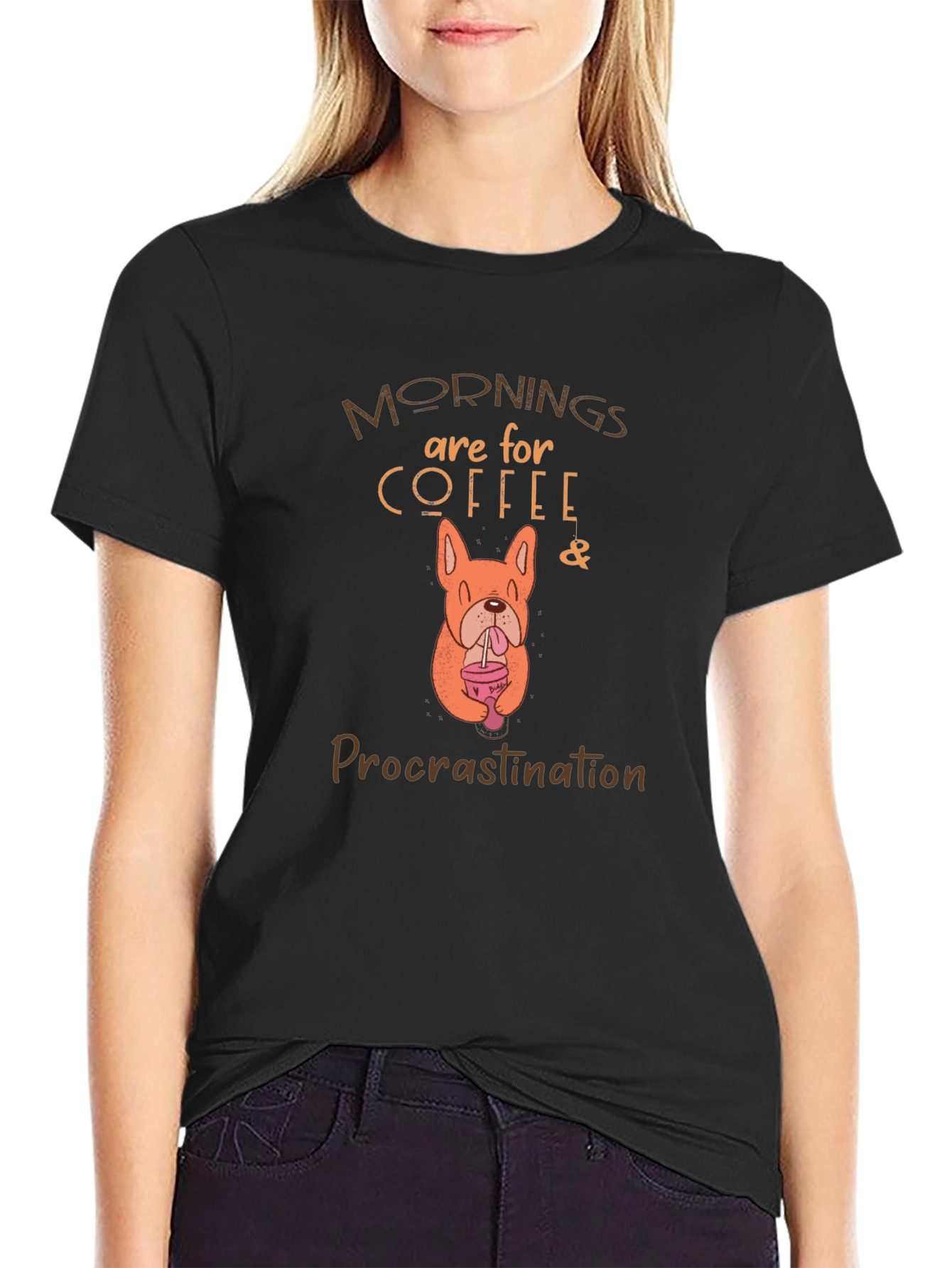 Coffee & Procrastination Dog Graphic T-Shirt