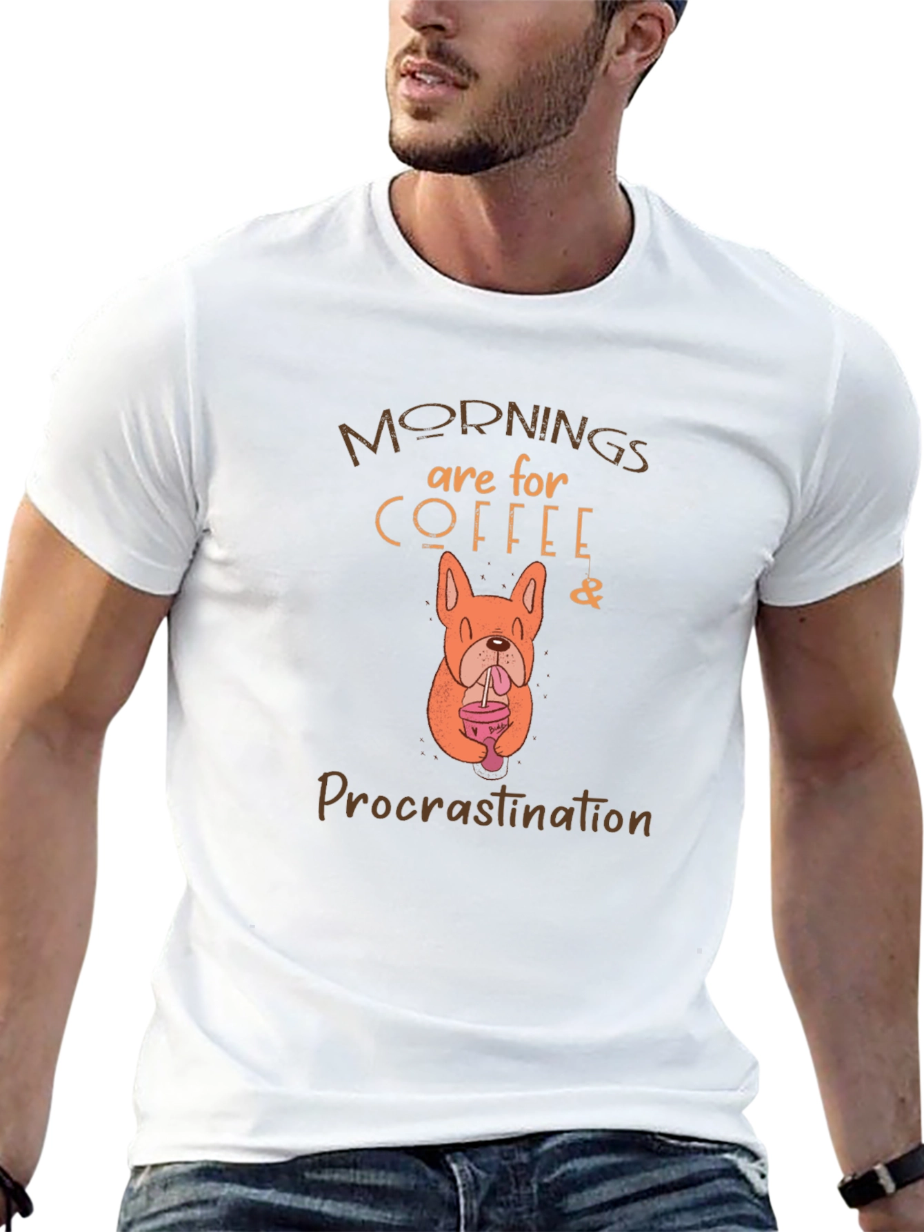 Coffee & Procrastination Dog Graphic T-Shirt