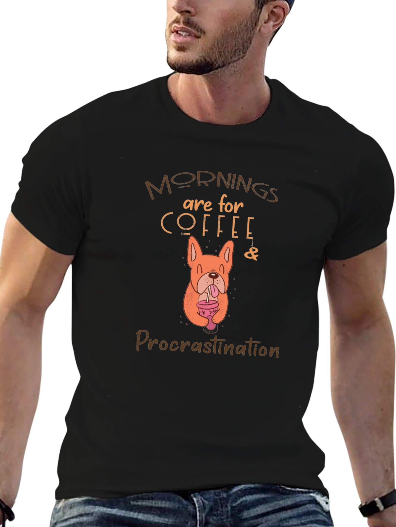 Coffee & Procrastination Dog Graphic T-Shirt
