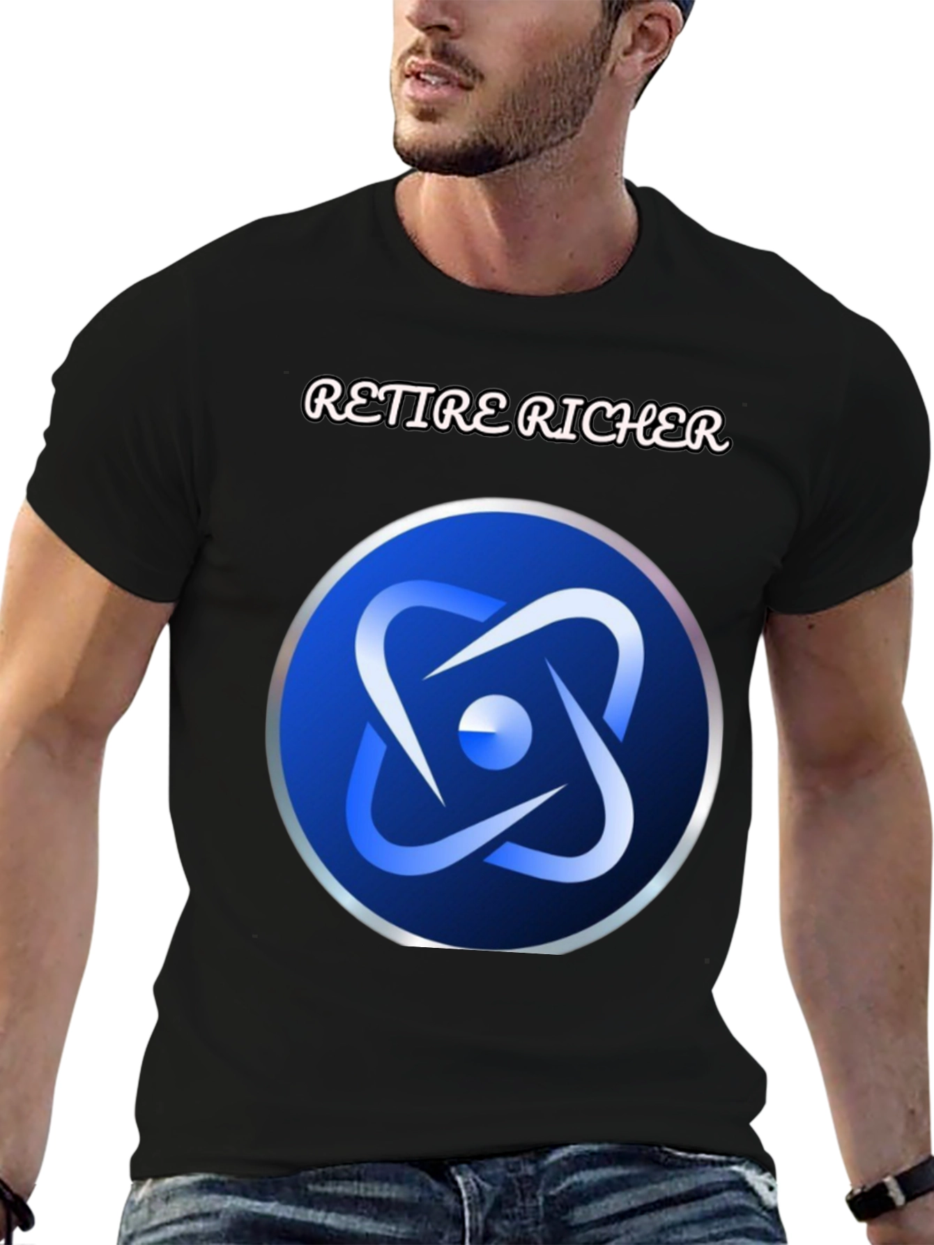 Retire Richer T-Shirt - Blue Atom Design Soft Fabric