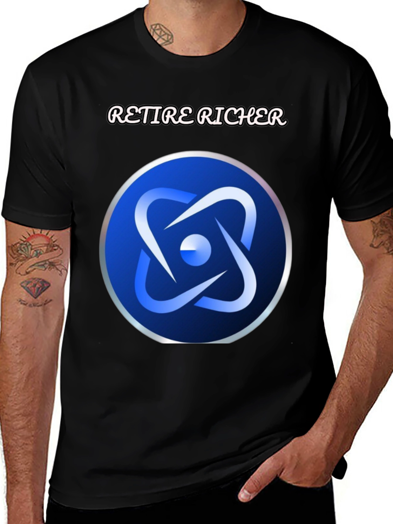 Retire Richer T-Shirt - Blue Atom Design Soft Fabric