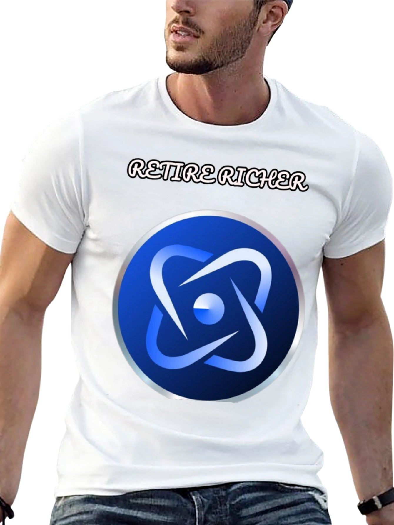 Retire Richer T-Shirt - Blue Atom Design Soft Fabric