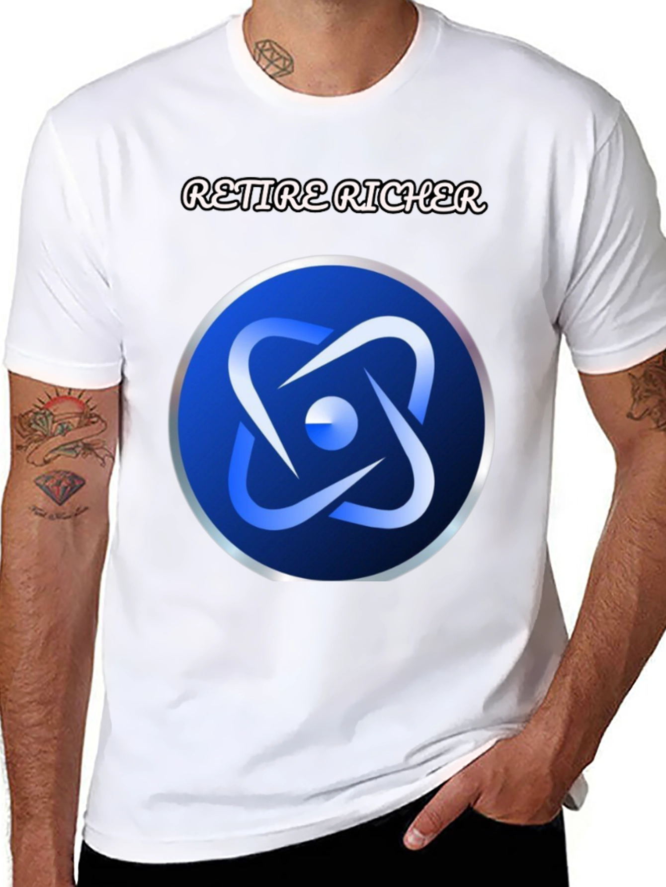 Retire Richer T-Shirt - Blue Atom Design Soft Fabric