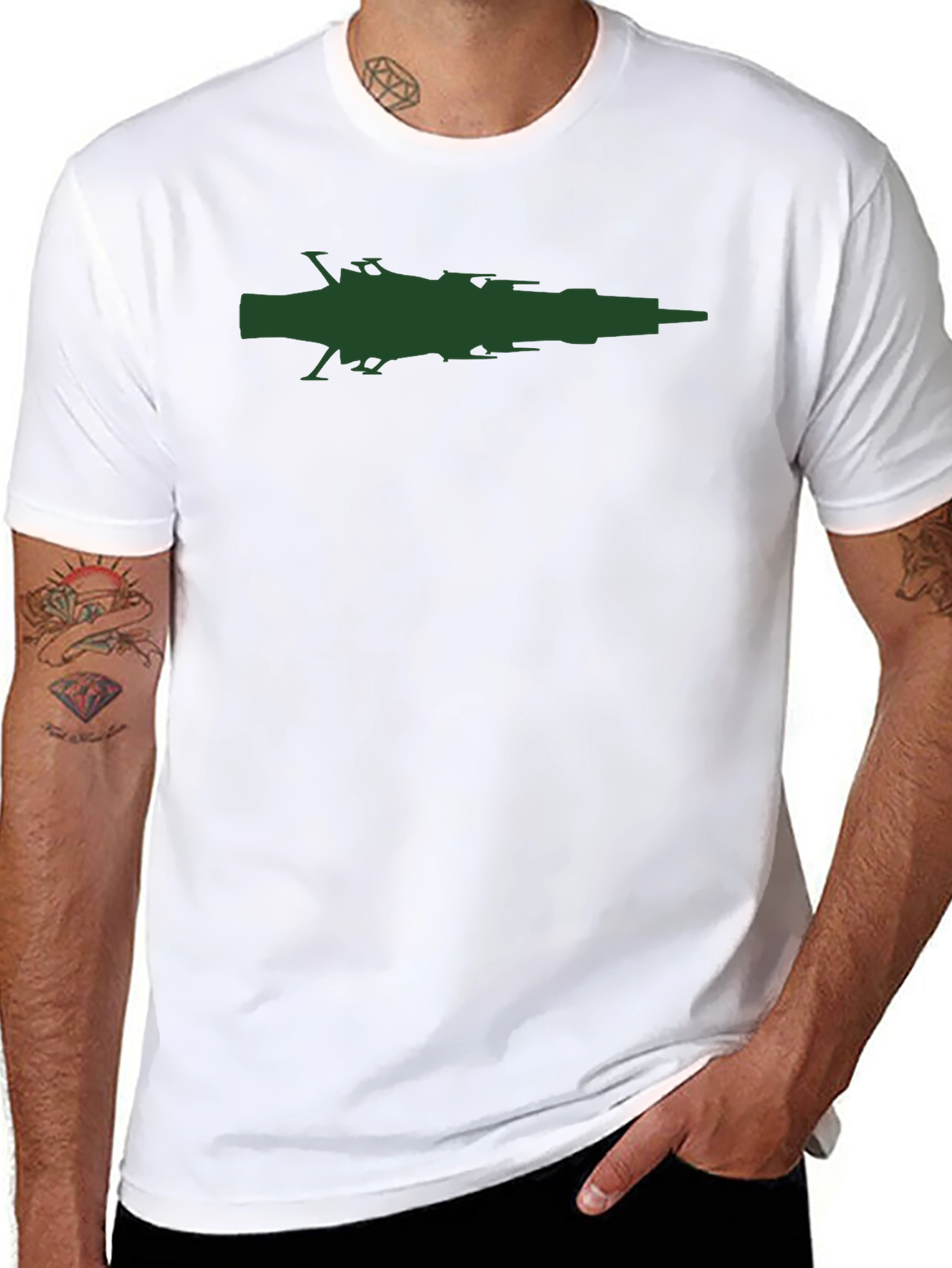 Sci-Fi Spaceship Graphic Tee - Black