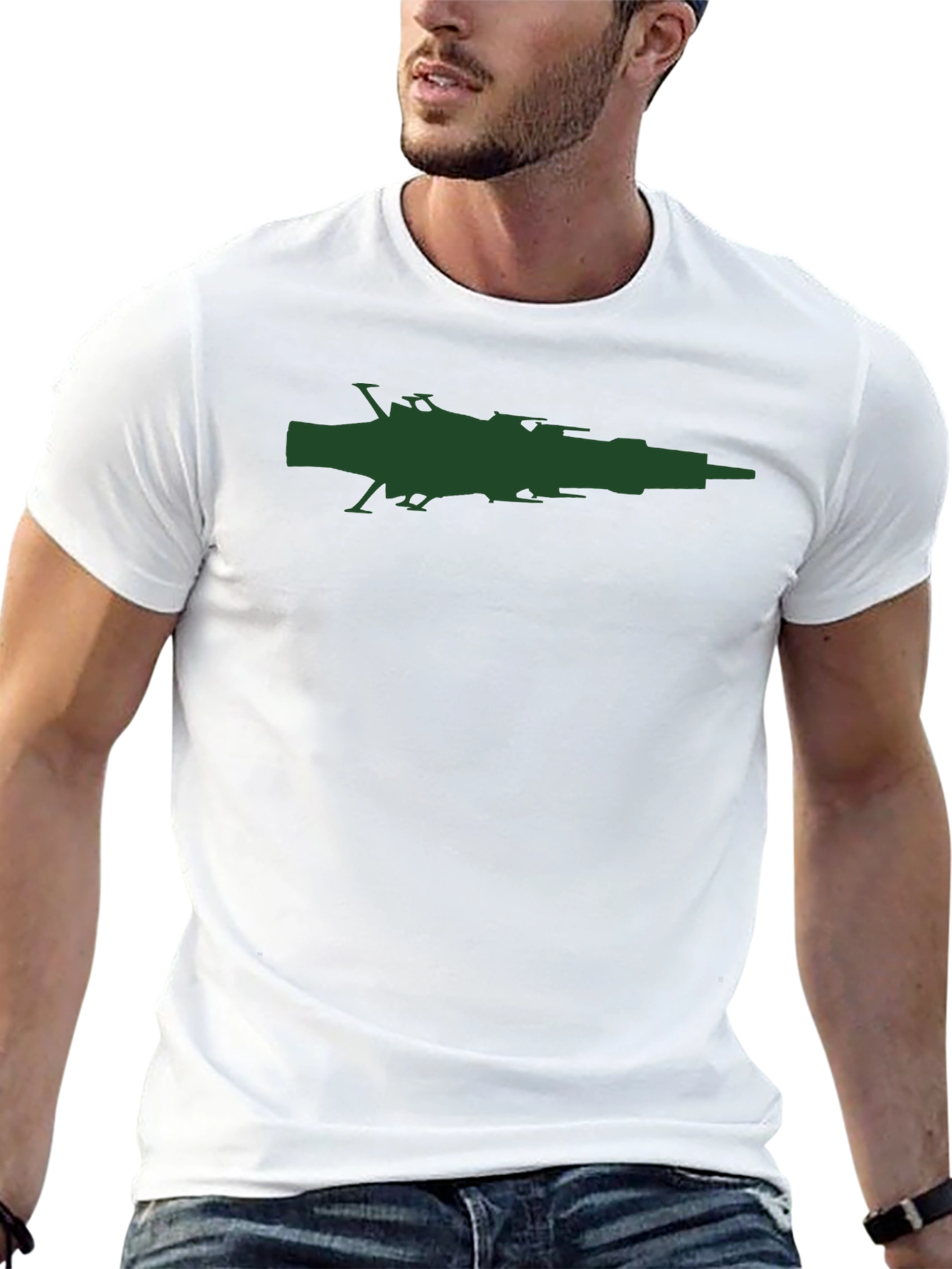 Sci-Fi Spaceship Graphic Tee - Black