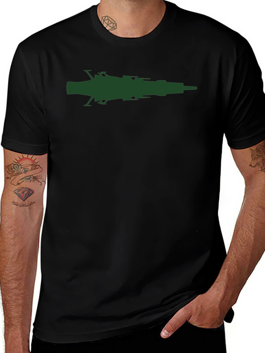 Sci-Fi Spaceship Graphic Tee - Black