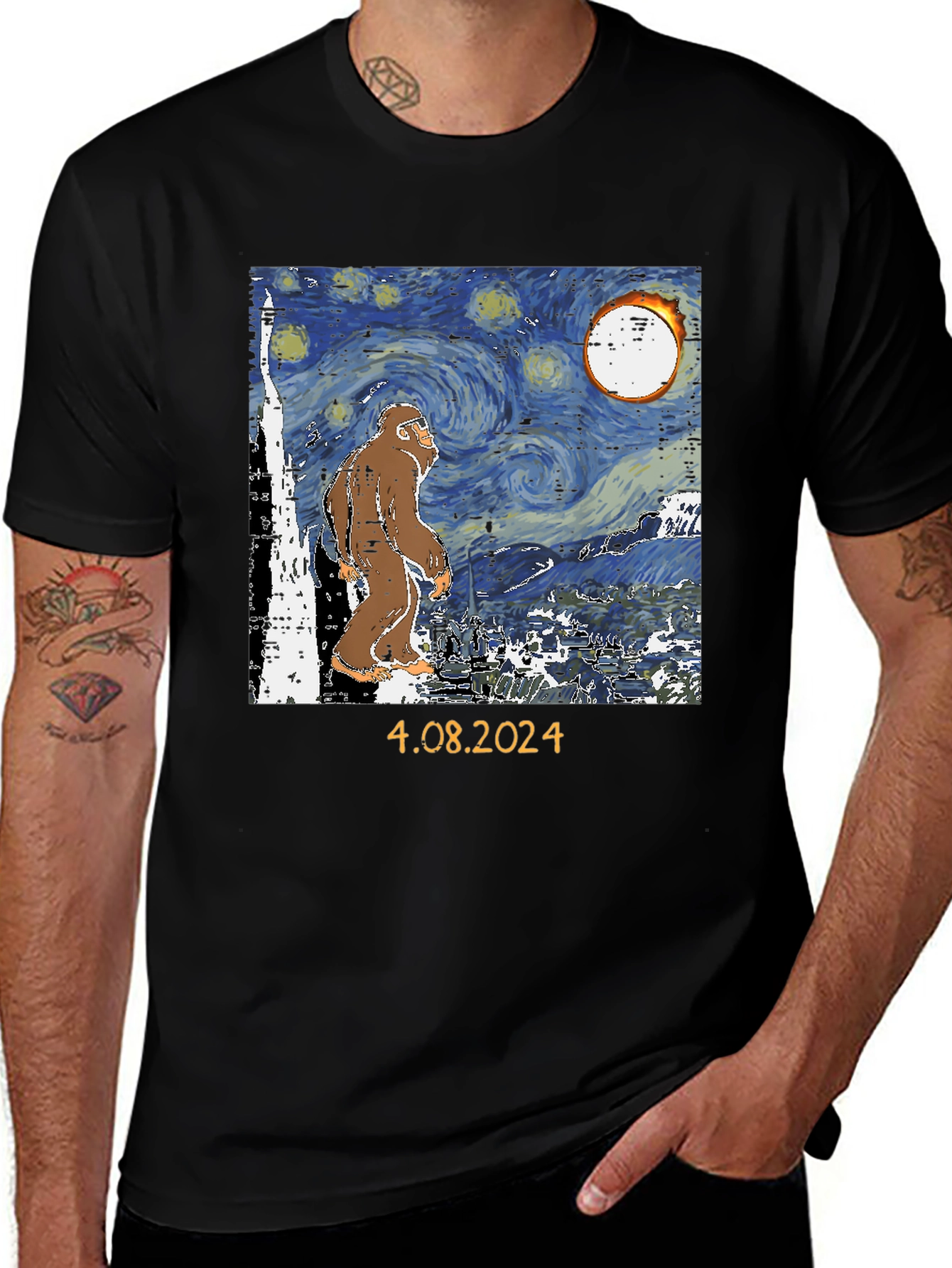 Bigfoot Starry Night Eclipse T-Shirt
