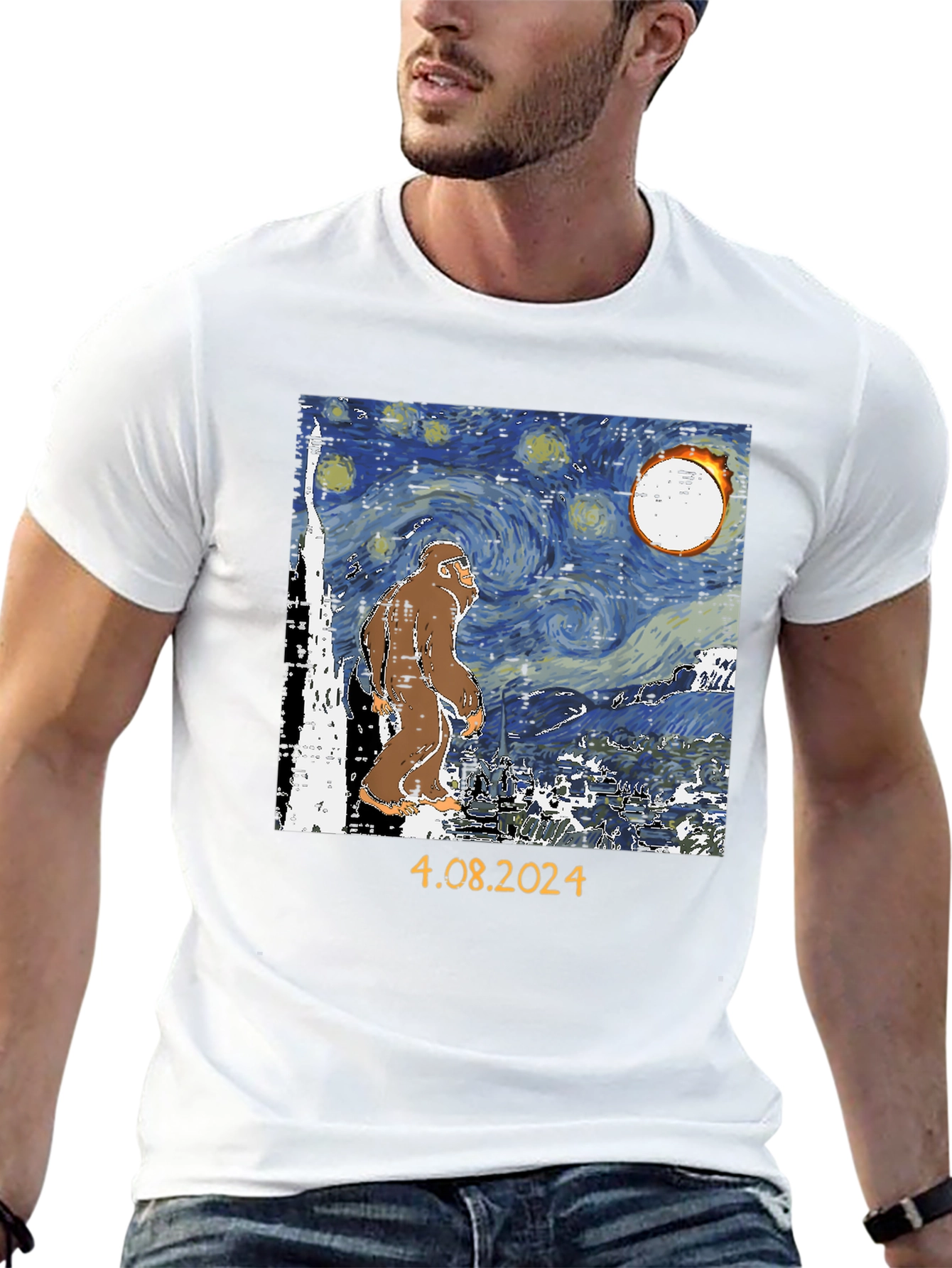Bigfoot Starry Night Eclipse T-Shirt
