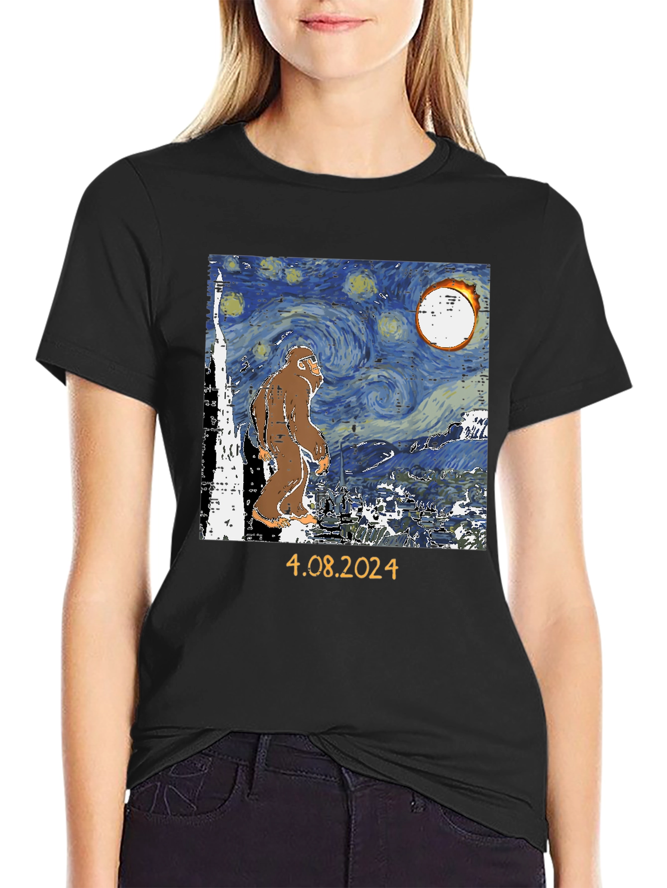 Bigfoot Starry Night Eclipse T-Shirt