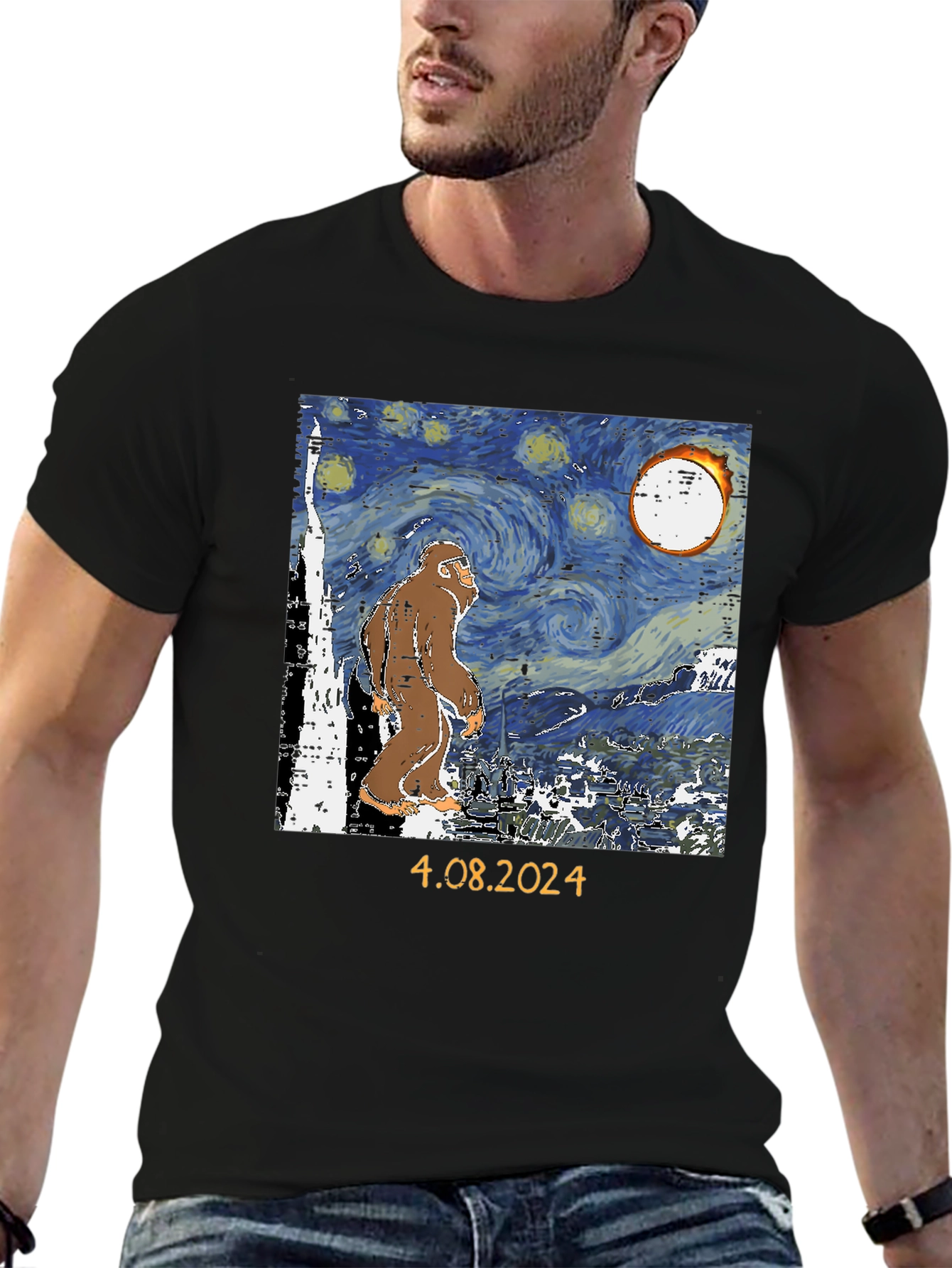Bigfoot Starry Night Eclipse T-Shirt