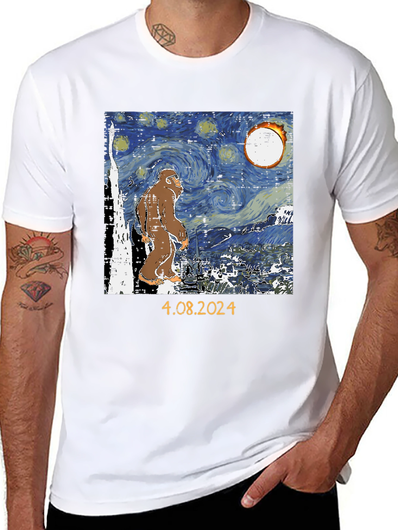 Bigfoot Starry Night Eclipse T-Shirt