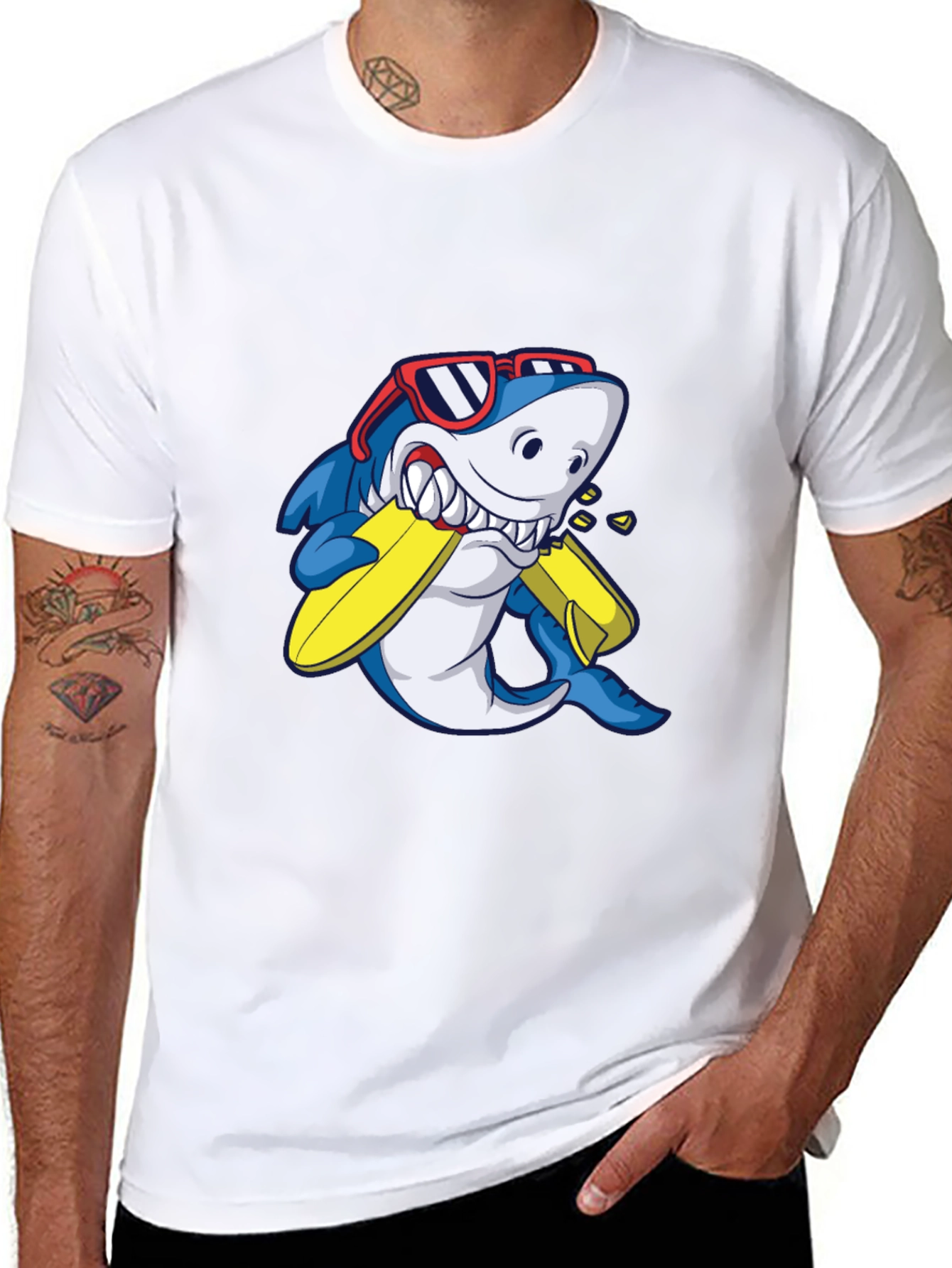Shark Surfboard Graphic T-Shirt