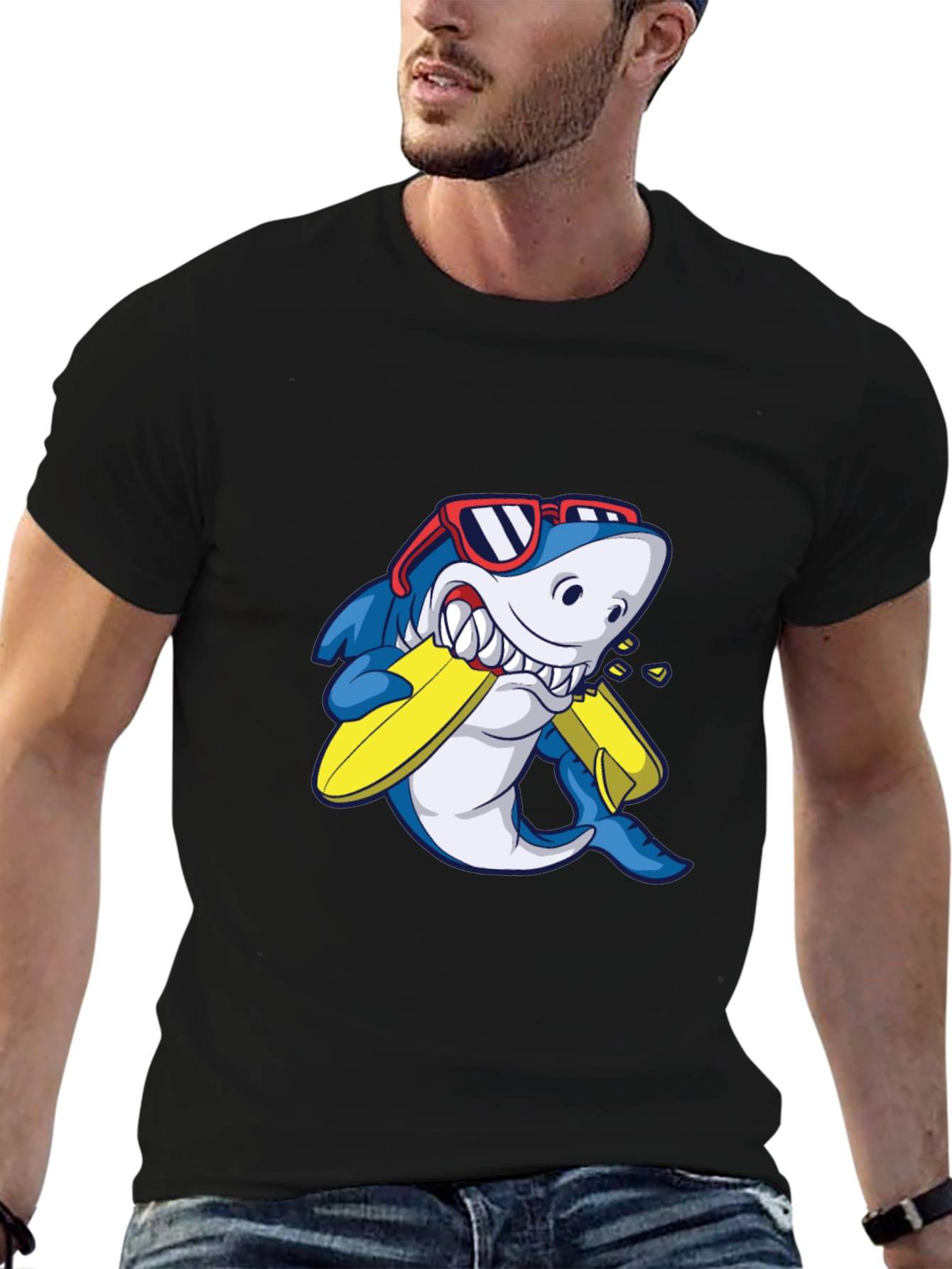 Shark Surfboard Graphic T-Shirt