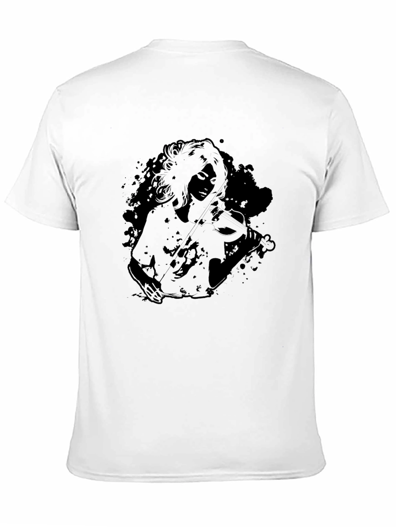 Black Graphic Tee - Woman Playing Violin