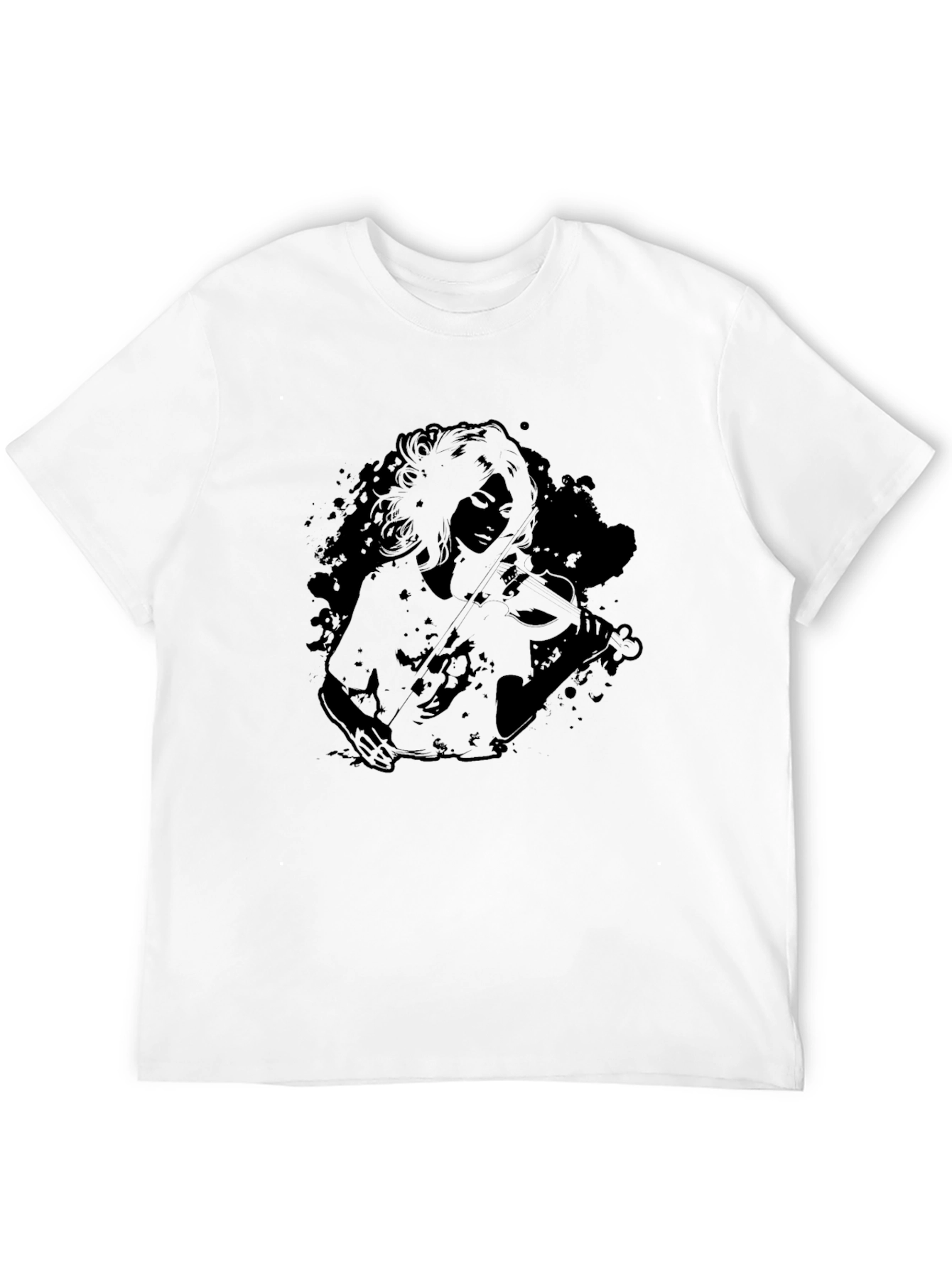 Black Graphic Tee - Woman Playing Violin