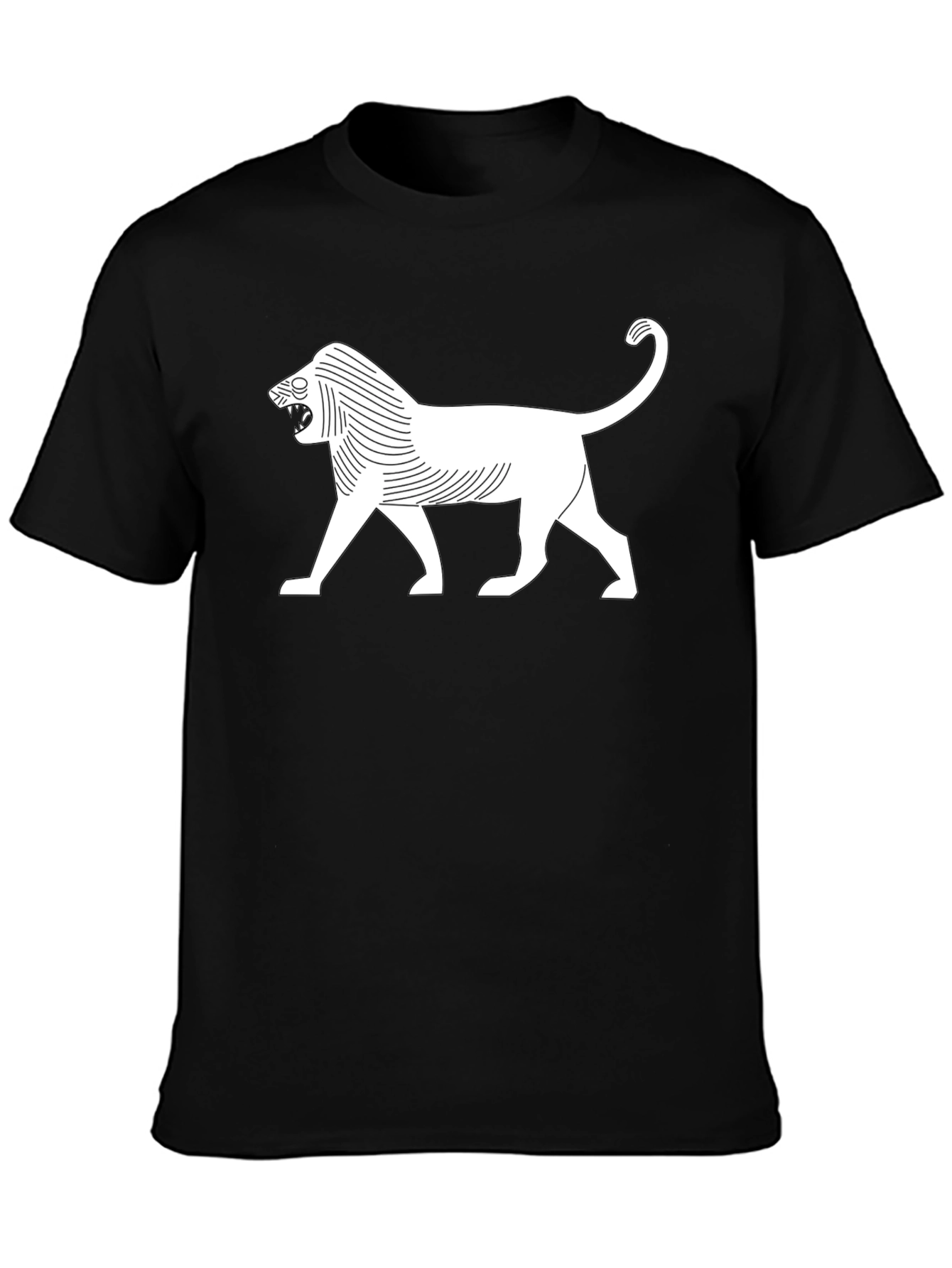 Stylized Lion Graphic T-Shirt - Black