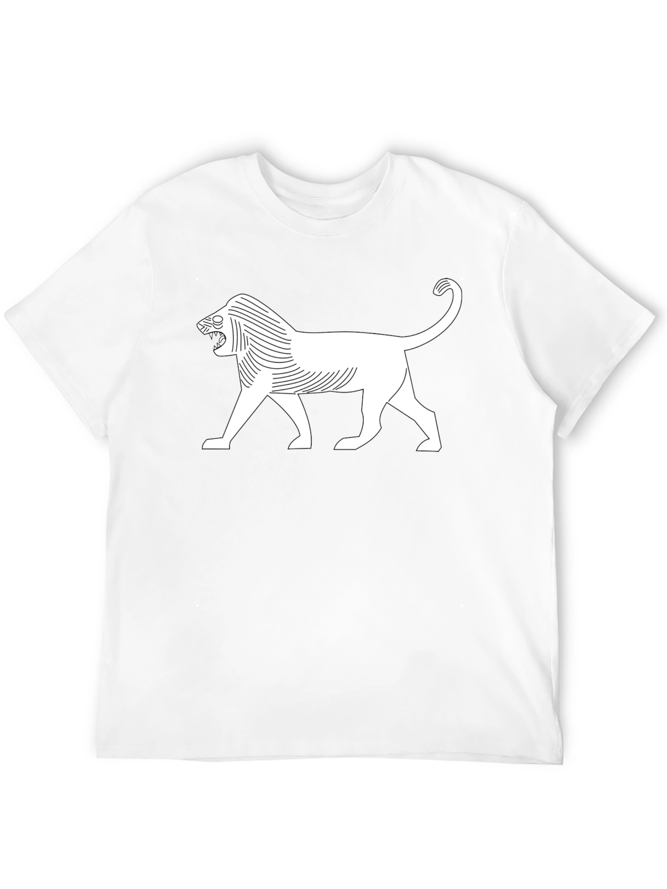 Stylized Lion Graphic T-Shirt - Black