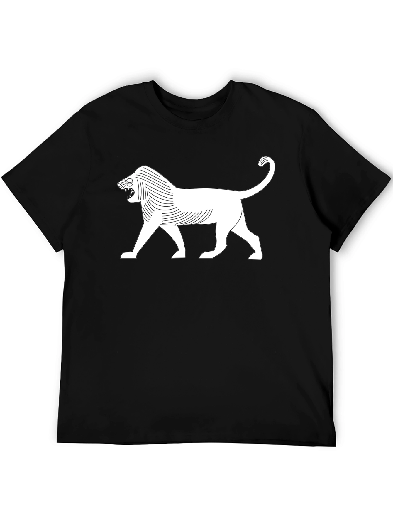 Stylized Lion Graphic T-Shirt - Black