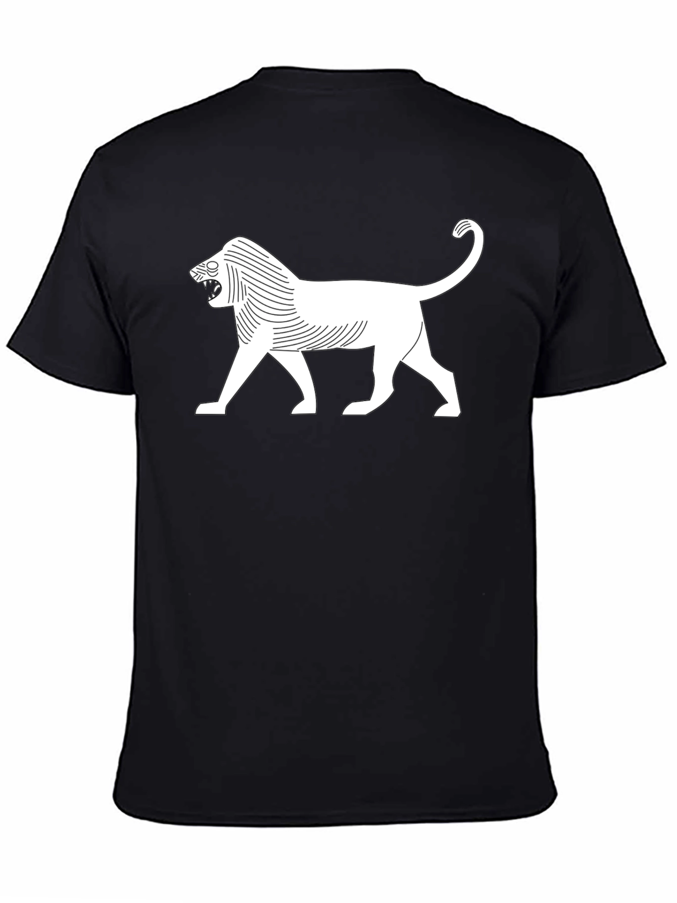 Stylized Lion Graphic T-Shirt - Black