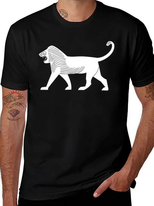 Stylized Lion Graphic T-Shirt - Black