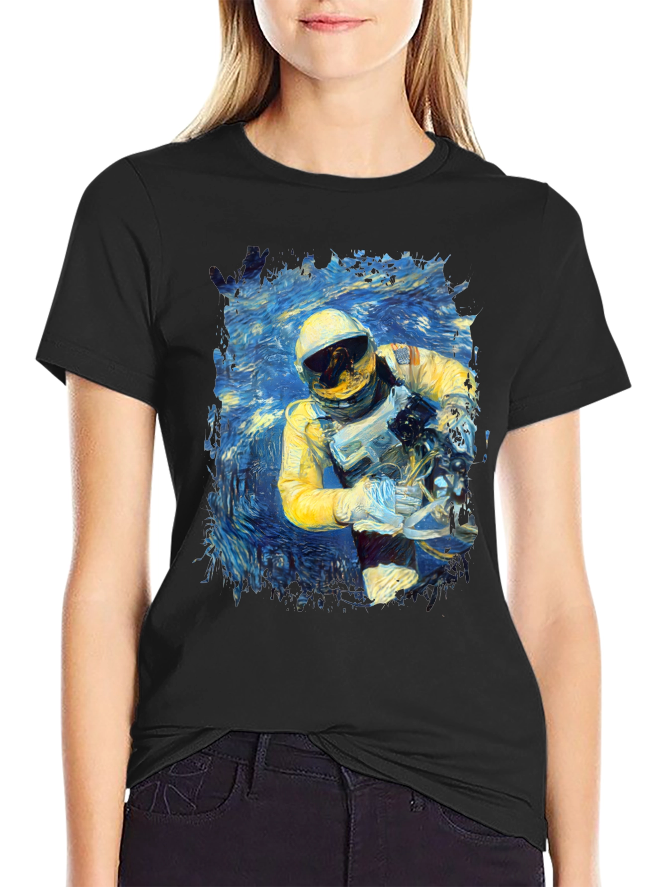 Starry Astronaut T-Shirt - Unique Space Art Tee