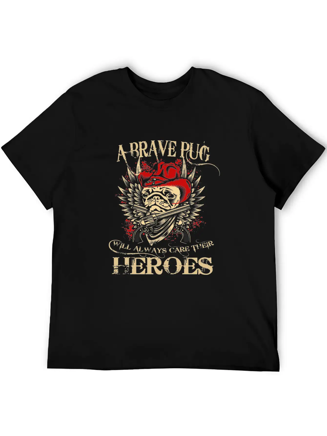 A Brave Pug Will Always Care Their Heroes Lightweight Cotton T-Shirt – Daily Comfort Graphic Shirt