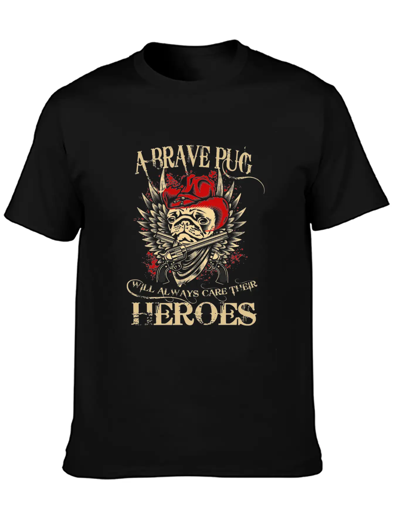 A Brave Pug Will Always Care Their Heroes Lightweight Cotton T-Shirt – Daily Comfort Graphic Shirt