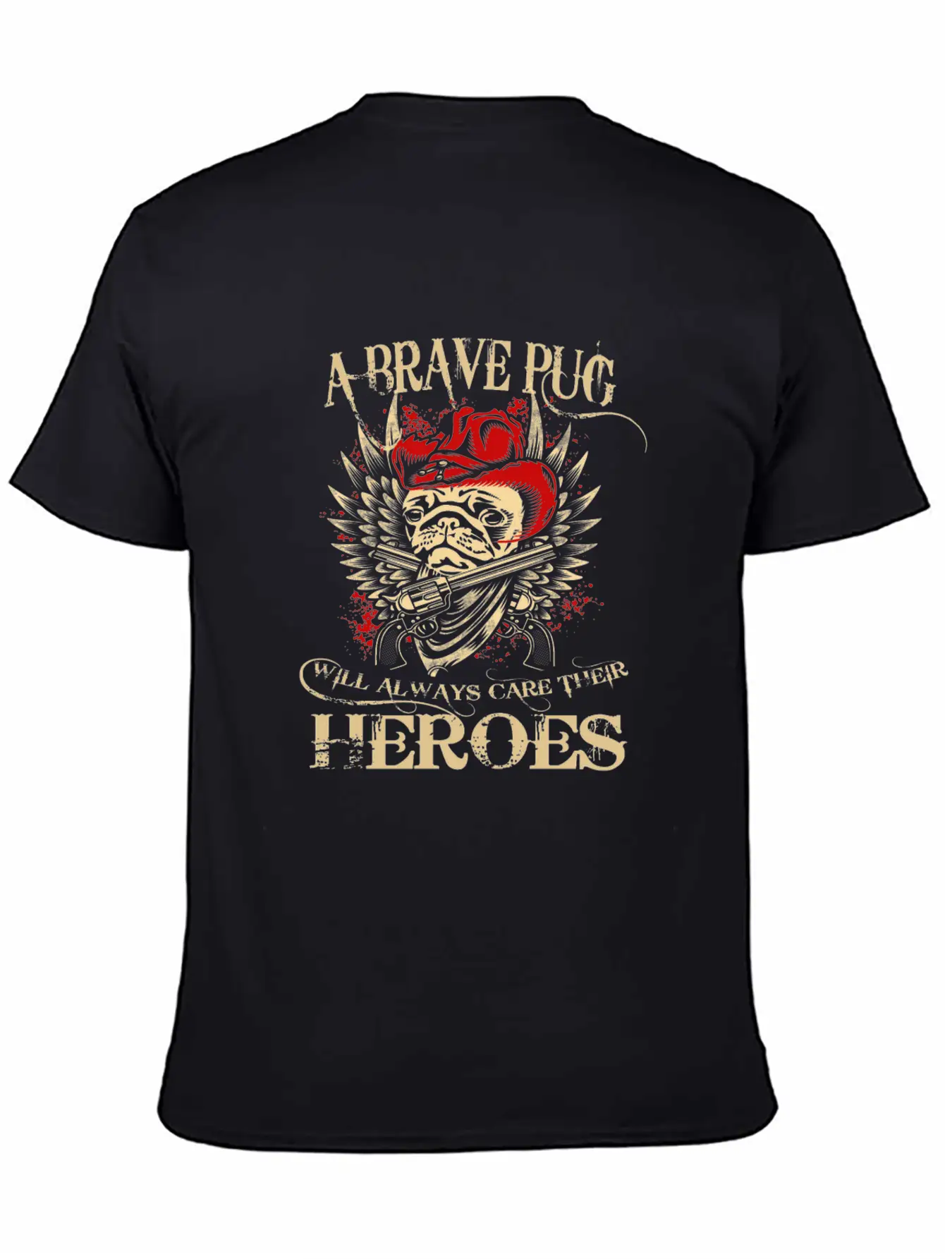 A Brave Pug Will Always Care Their Heroes Lightweight Cotton T-Shirt – Daily Comfort Graphic Shirt
