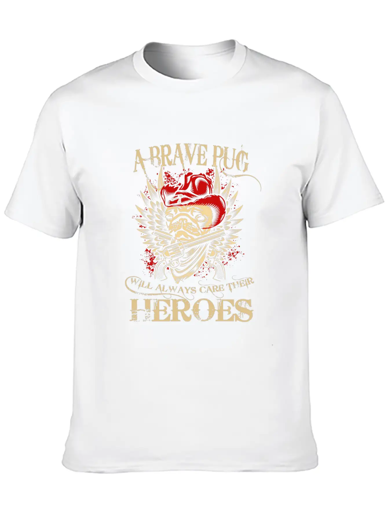 A Brave Pug Will Always Care Their Heroes Lightweight Cotton T-Shirt – Daily Comfort Graphic Shirt