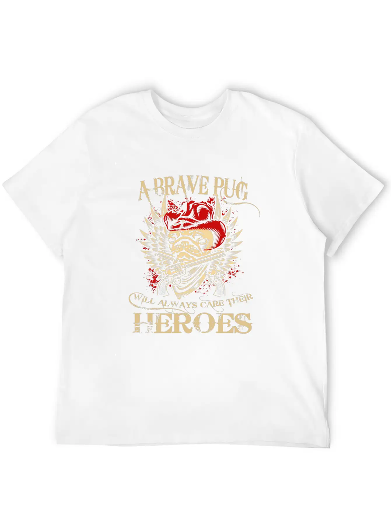 A Brave Pug Will Always Care Their Heroes Lightweight Cotton T-Shirt – Daily Comfort Graphic Shirt