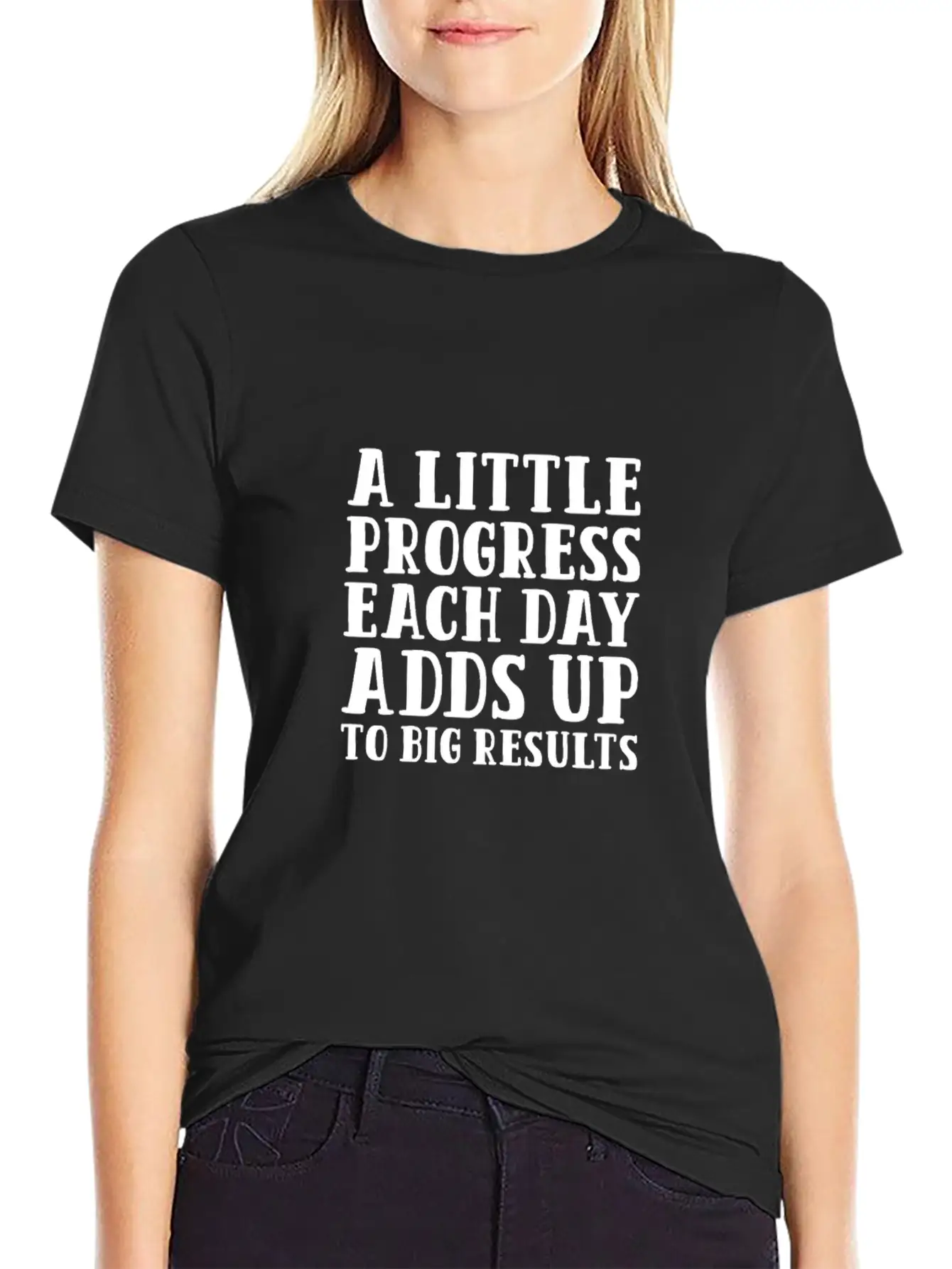 A Little Progress Each Day Adds Up To Big Results Lightweight Cotton T-Shirt – Daily Comfort Graphic Shirt