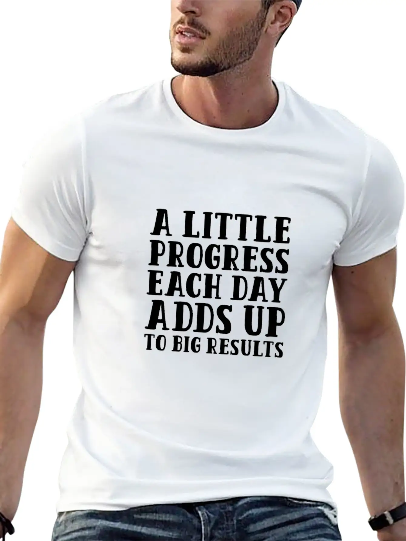 A Little Progress Each Day Adds Up To Big Results Lightweight Cotton T-Shirt – Daily Comfort Graphic Shirt